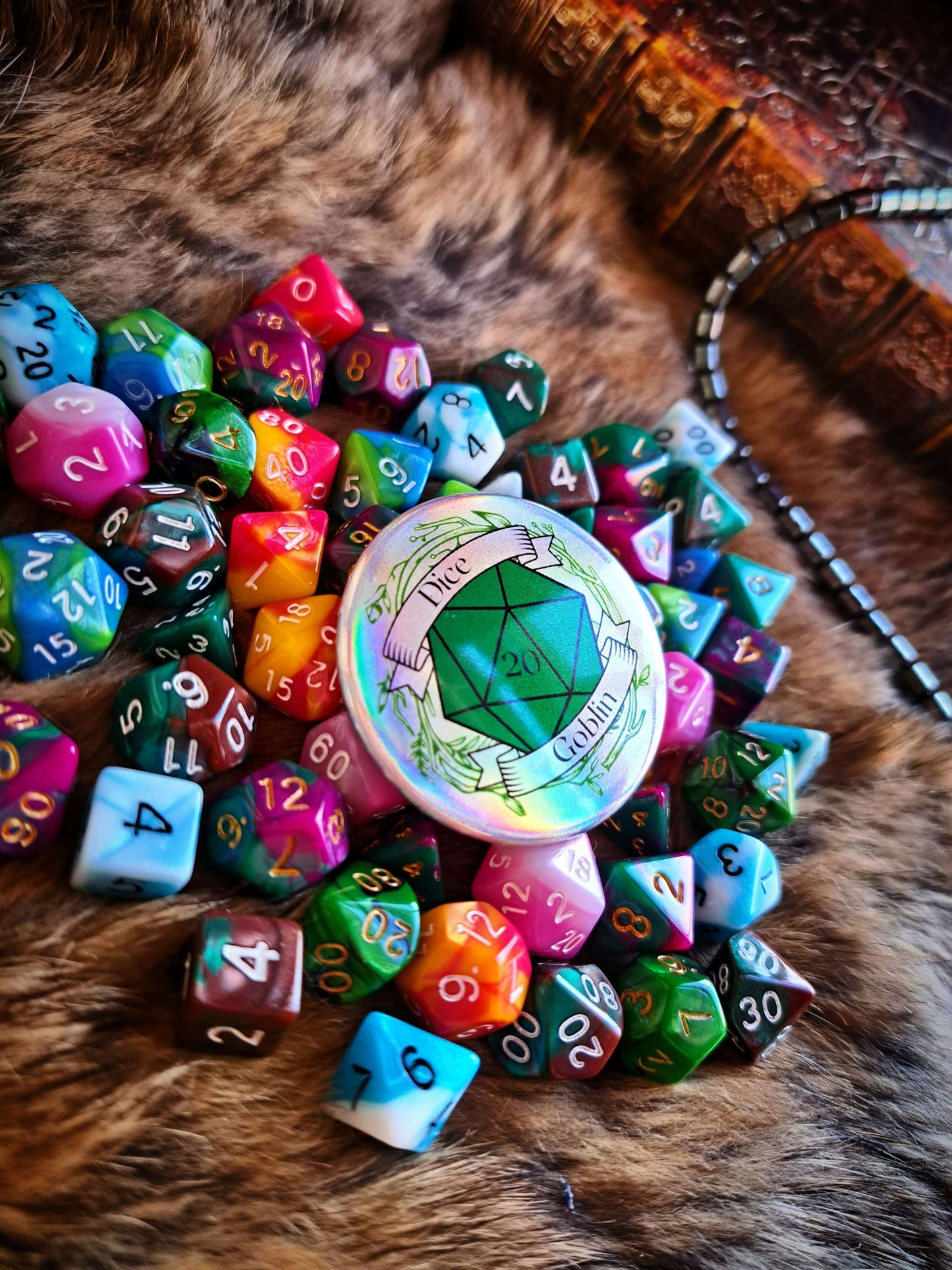 Dice Goblin Flat Holographic Button Badge