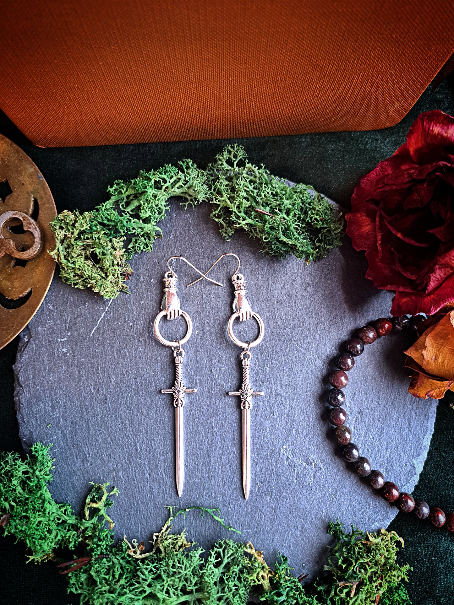 Hand of Strength Sword Earrings