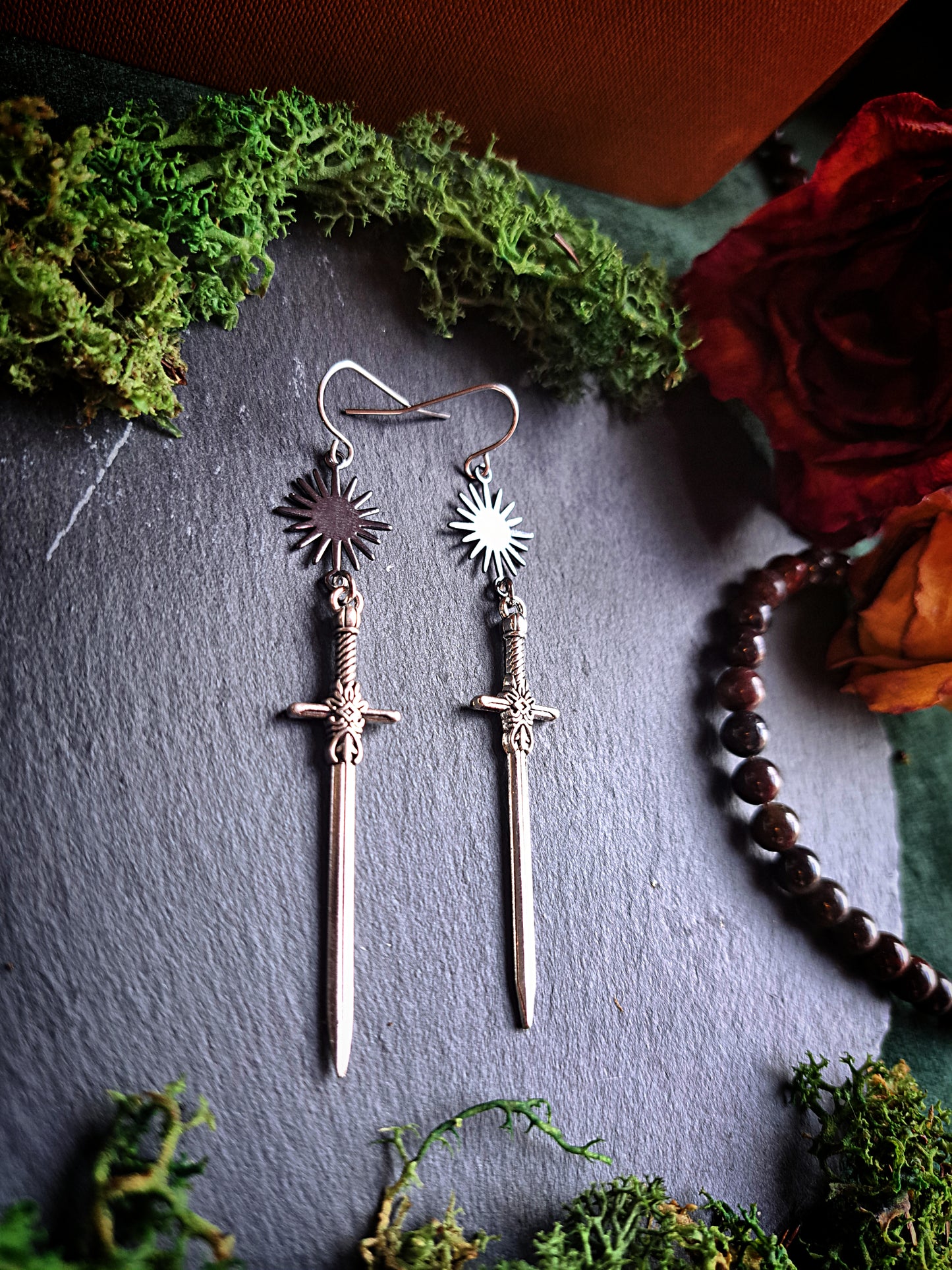 Dark Sun Sword Earrings