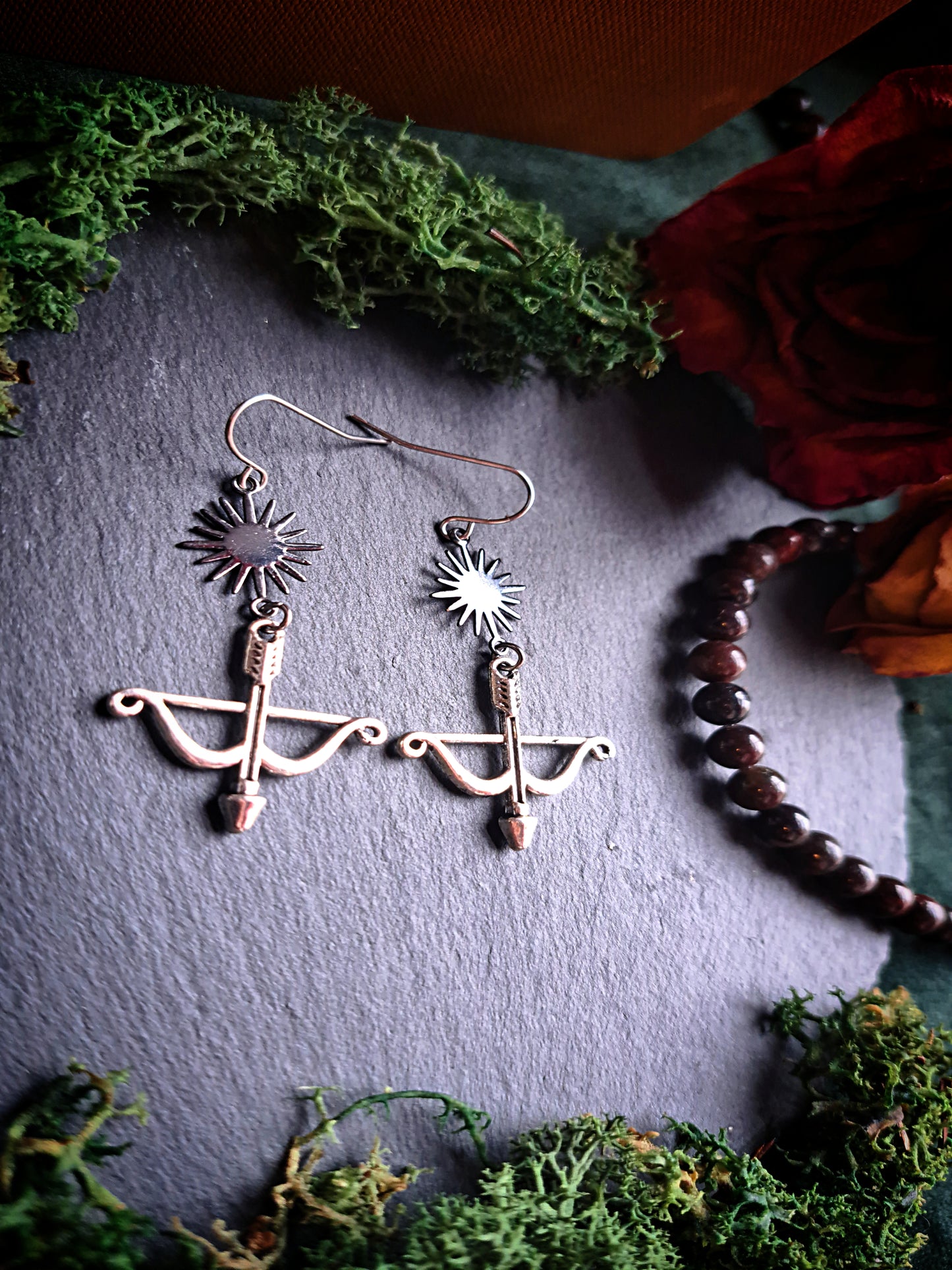 Dark Sun Bow and Arrow Earrings