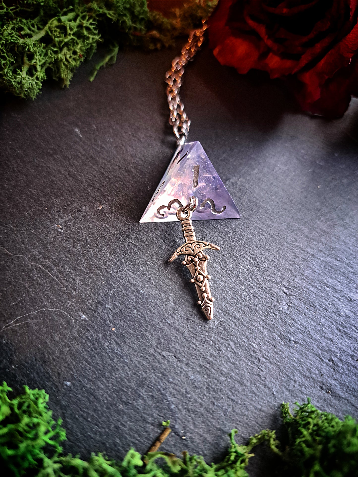 Sharp Edge d4 Dagger Necklace