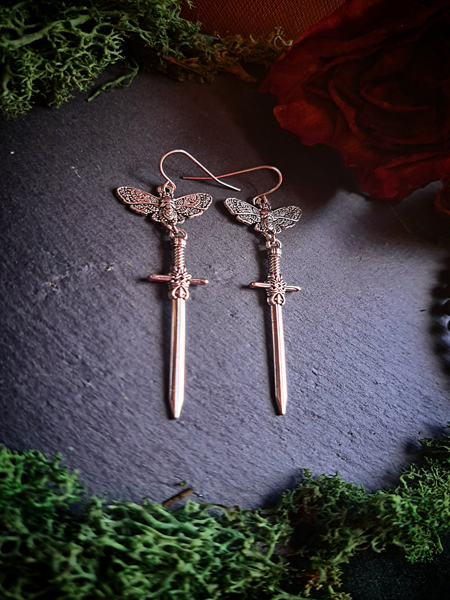 Death's-head Hawkmoth Sword Earrings
