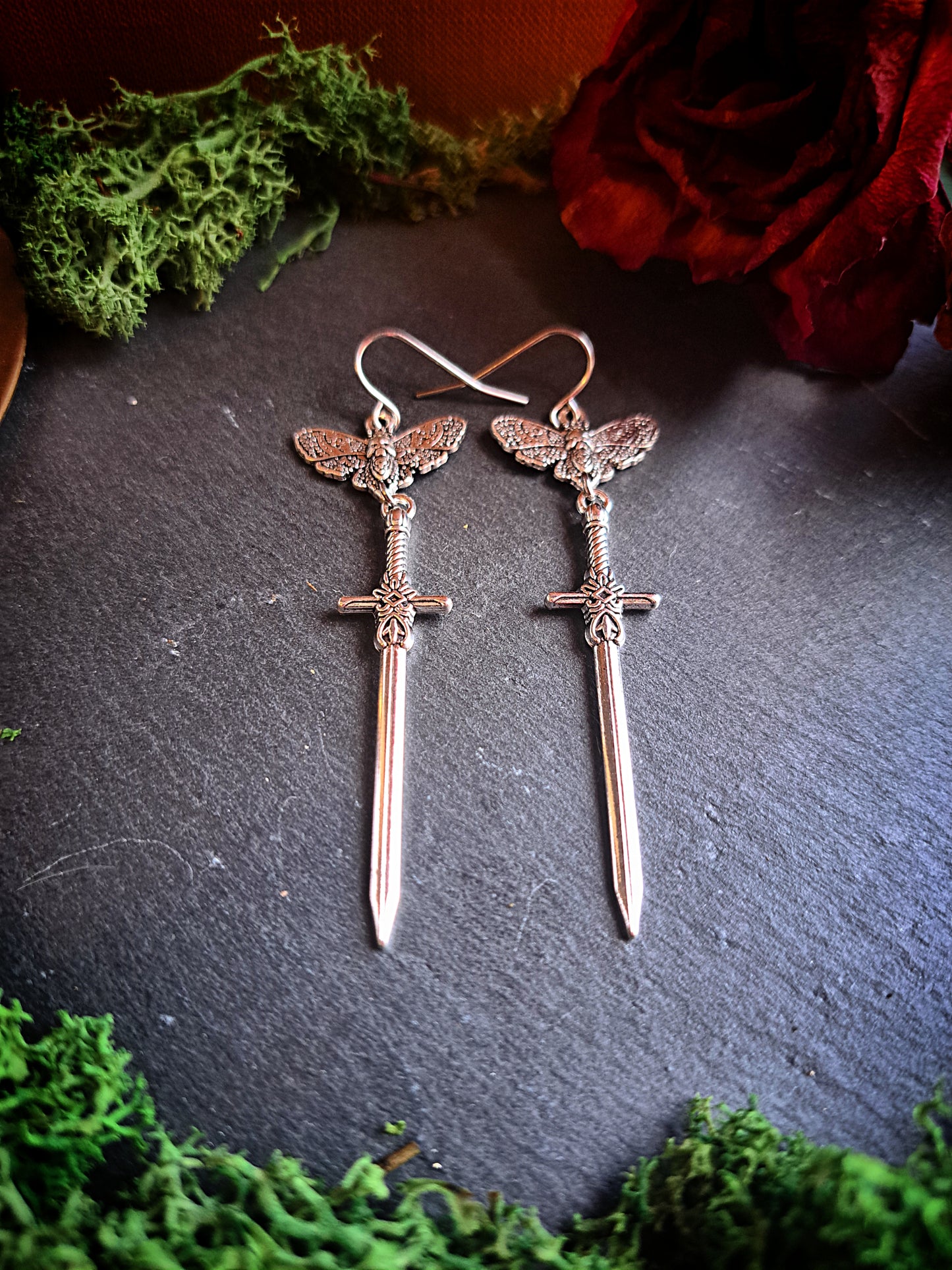 Death's-head Hawkmoth Sword Earrings