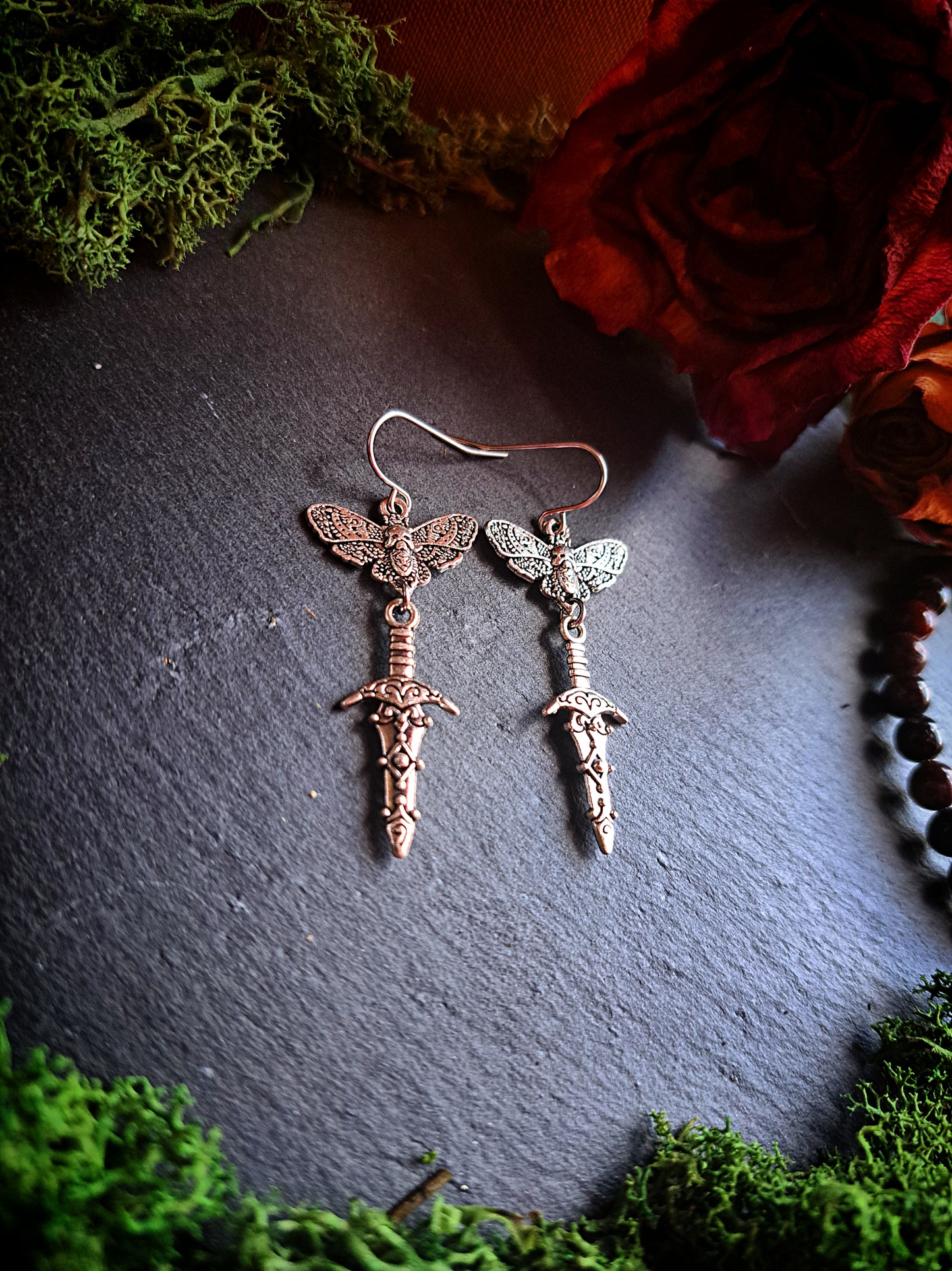 Death's-head Hawkmoth Dagger Earrings