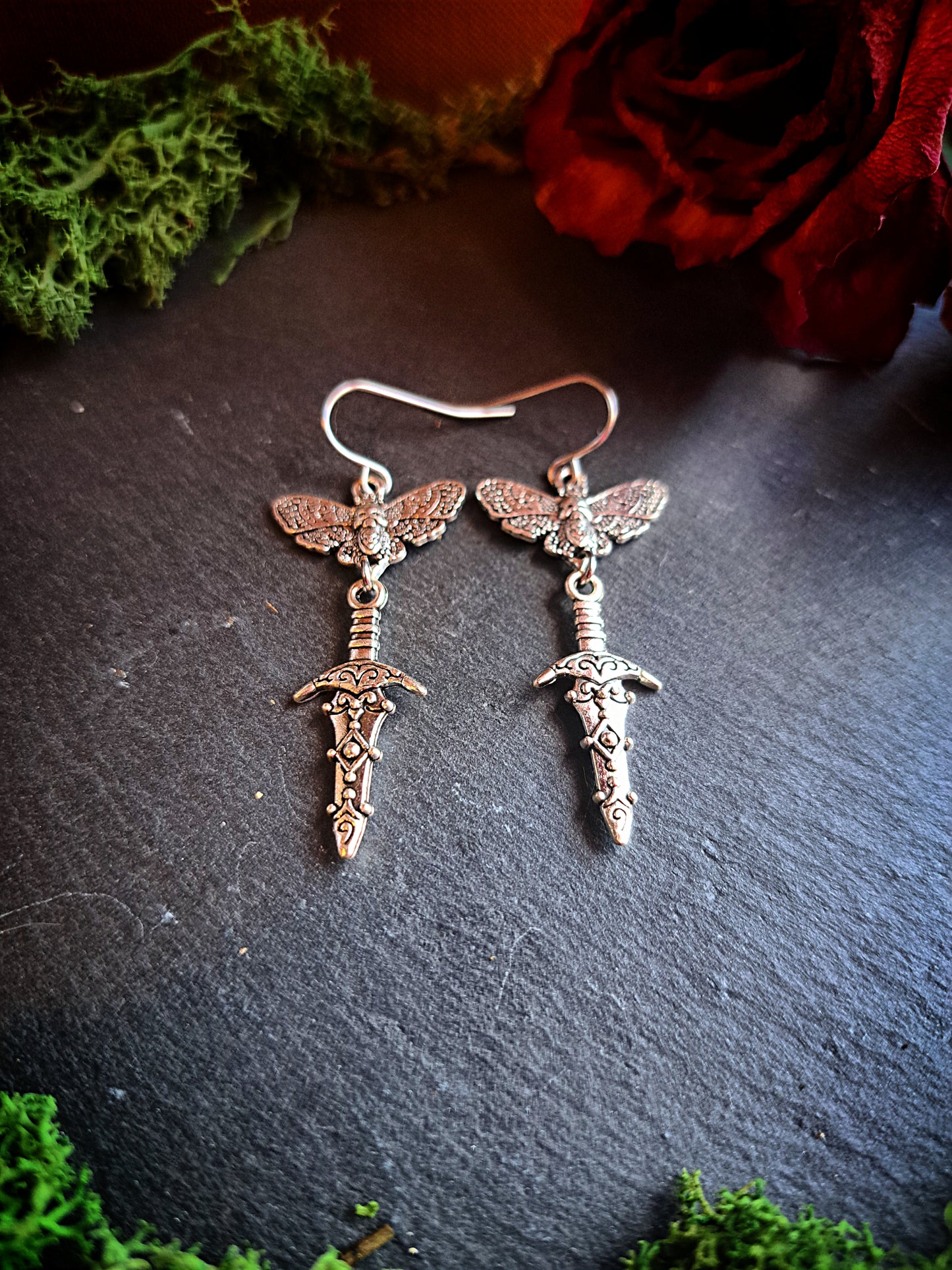 Death's-head Hawkmoth Dagger Earrings