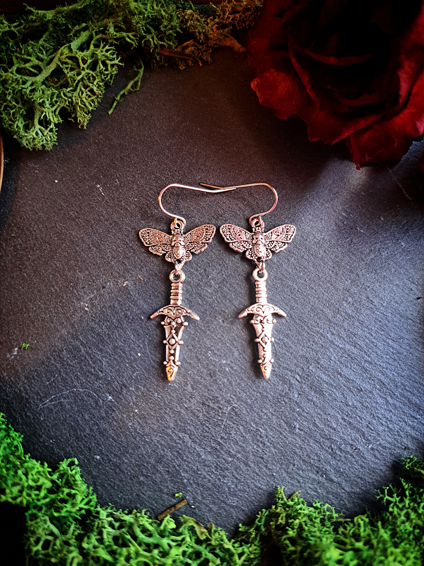 Death's-head Hawkmoth Dagger Earrings