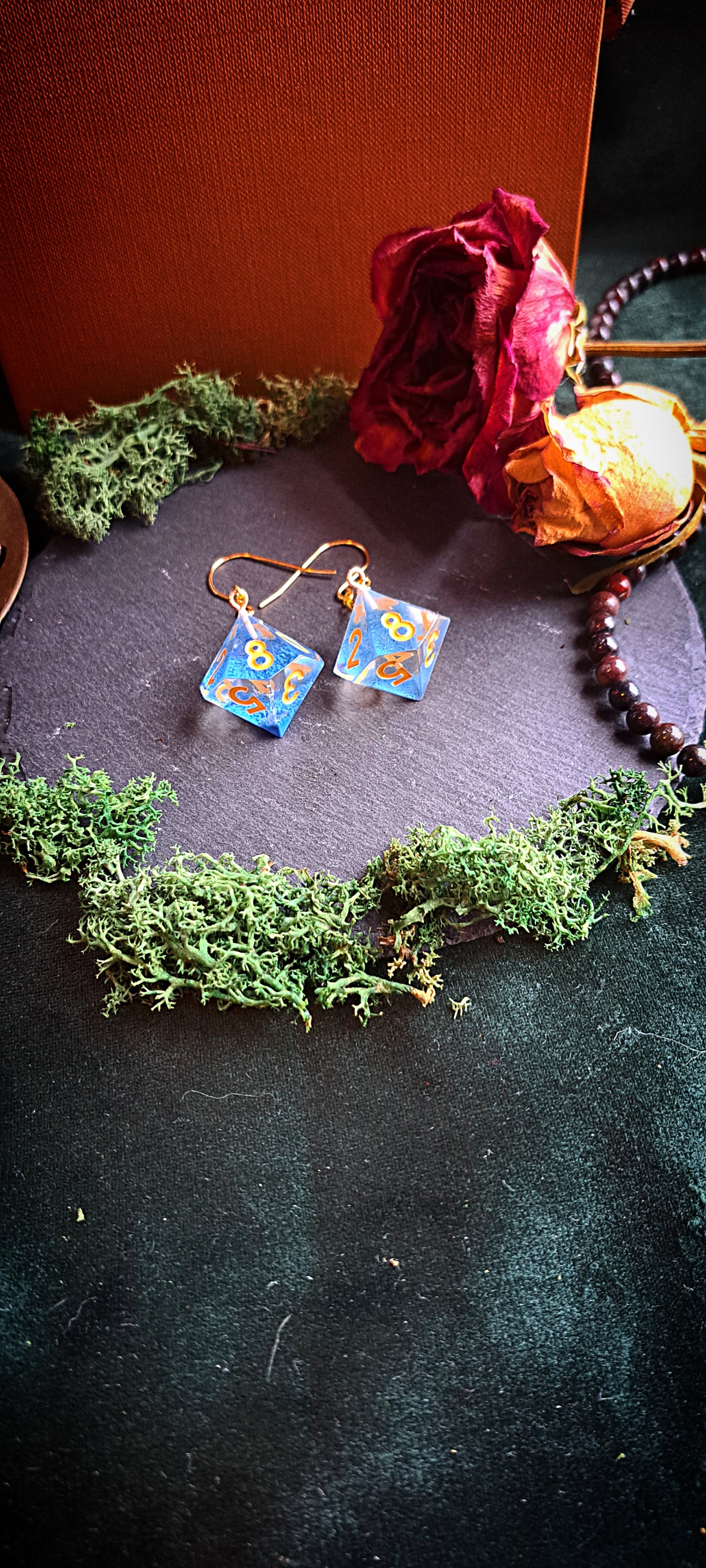 Sharp Edge d10 Blue Haze Dangle Earrings
