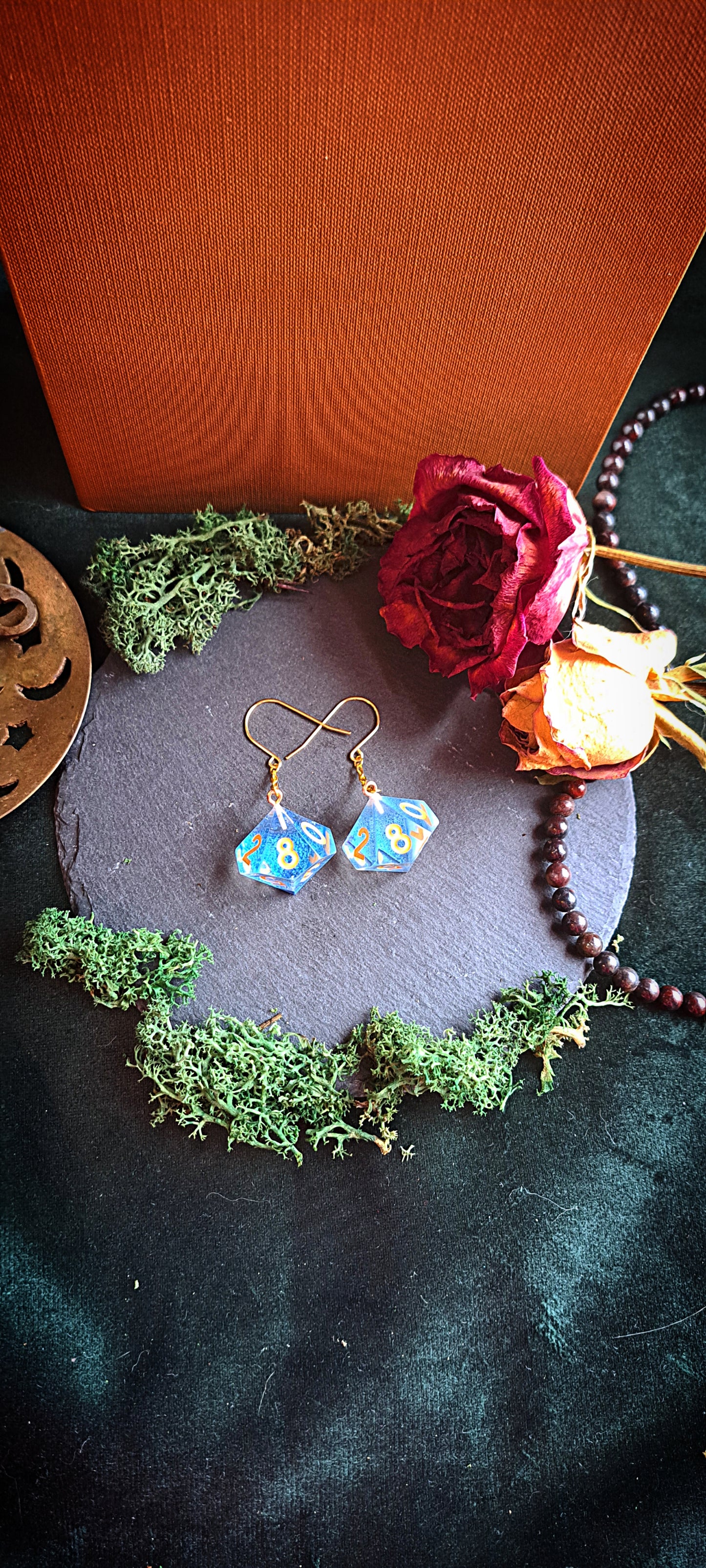 Sharp Edge d10 Blue Haze Dangle Earrings