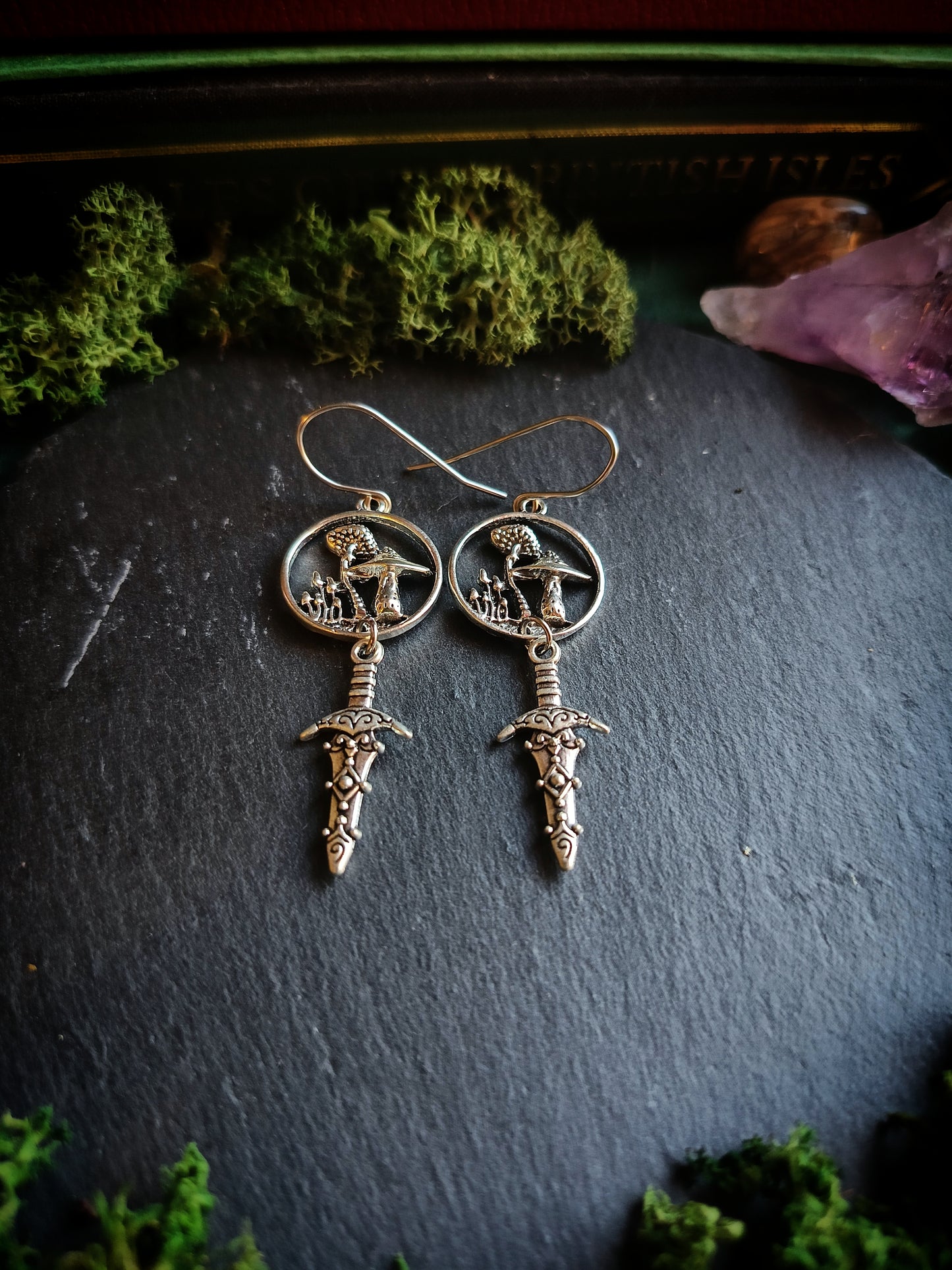 Mushroom Cluster Dagger Earrings