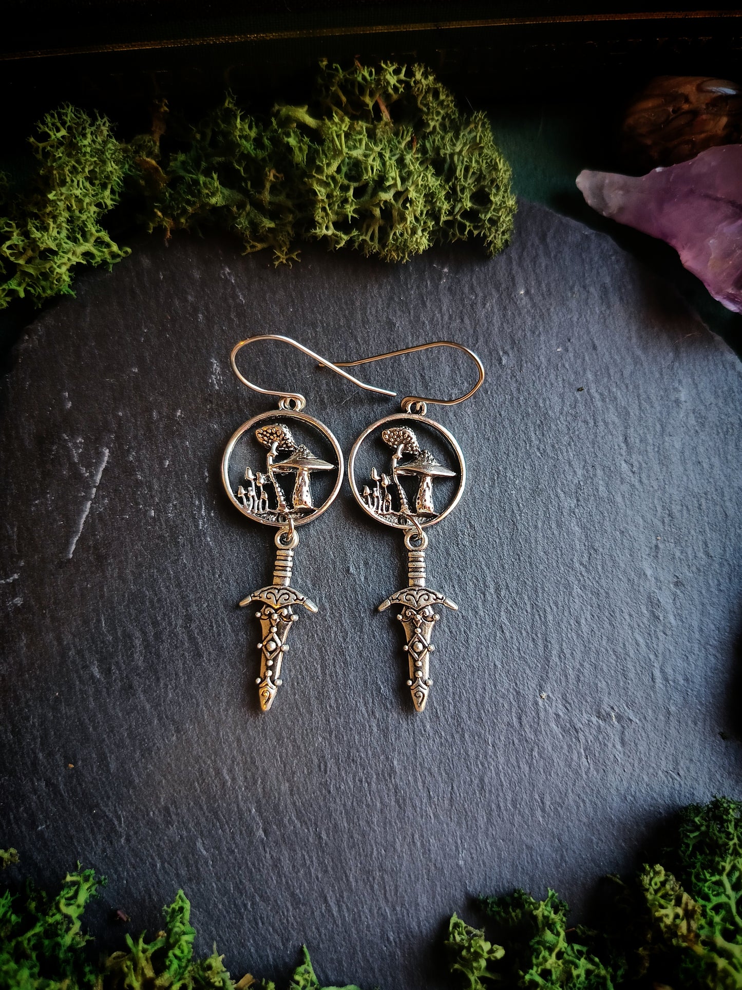 Mushroom Cluster Dagger Earrings