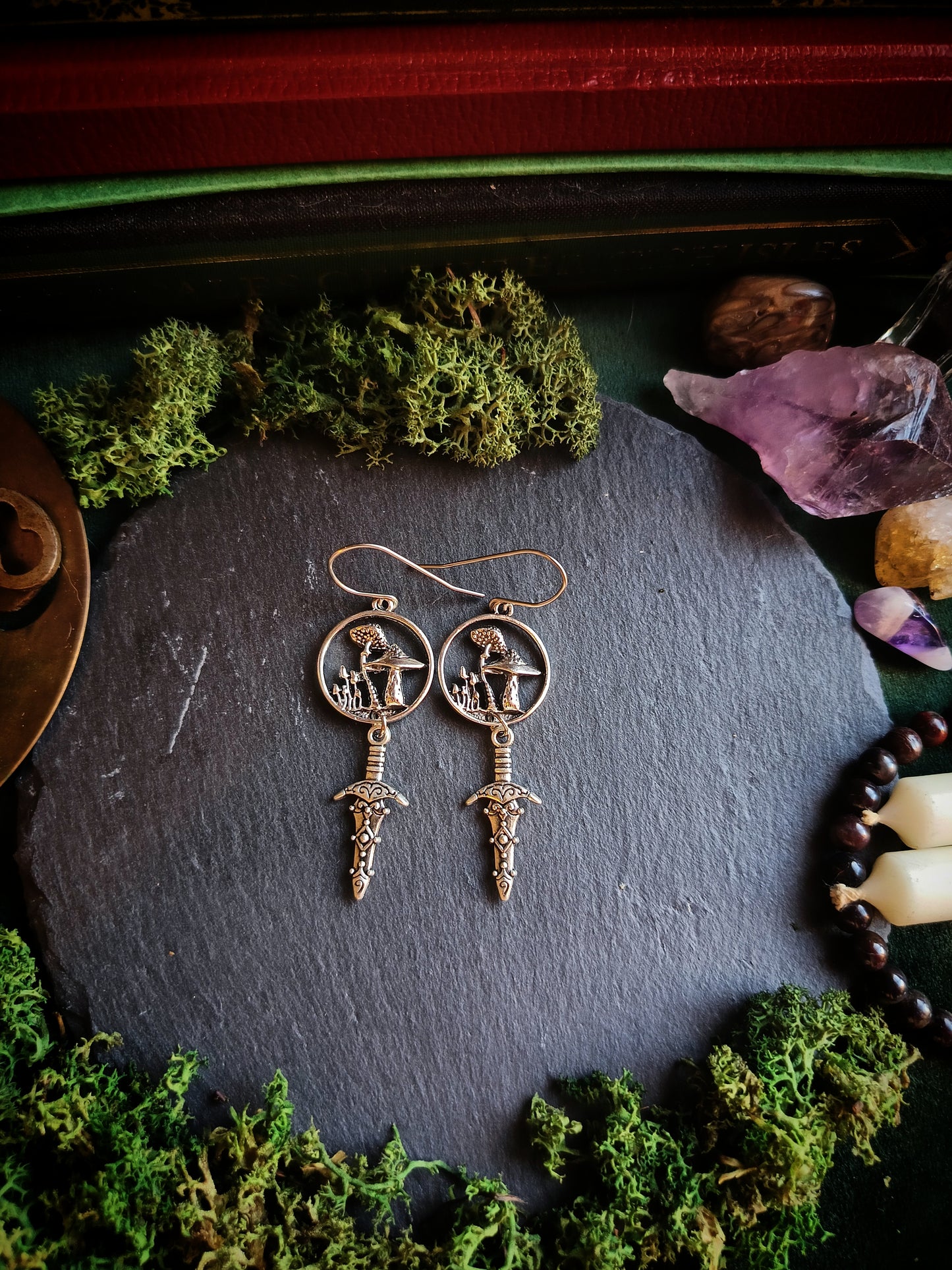 Mushroom Cluster Dagger Earrings