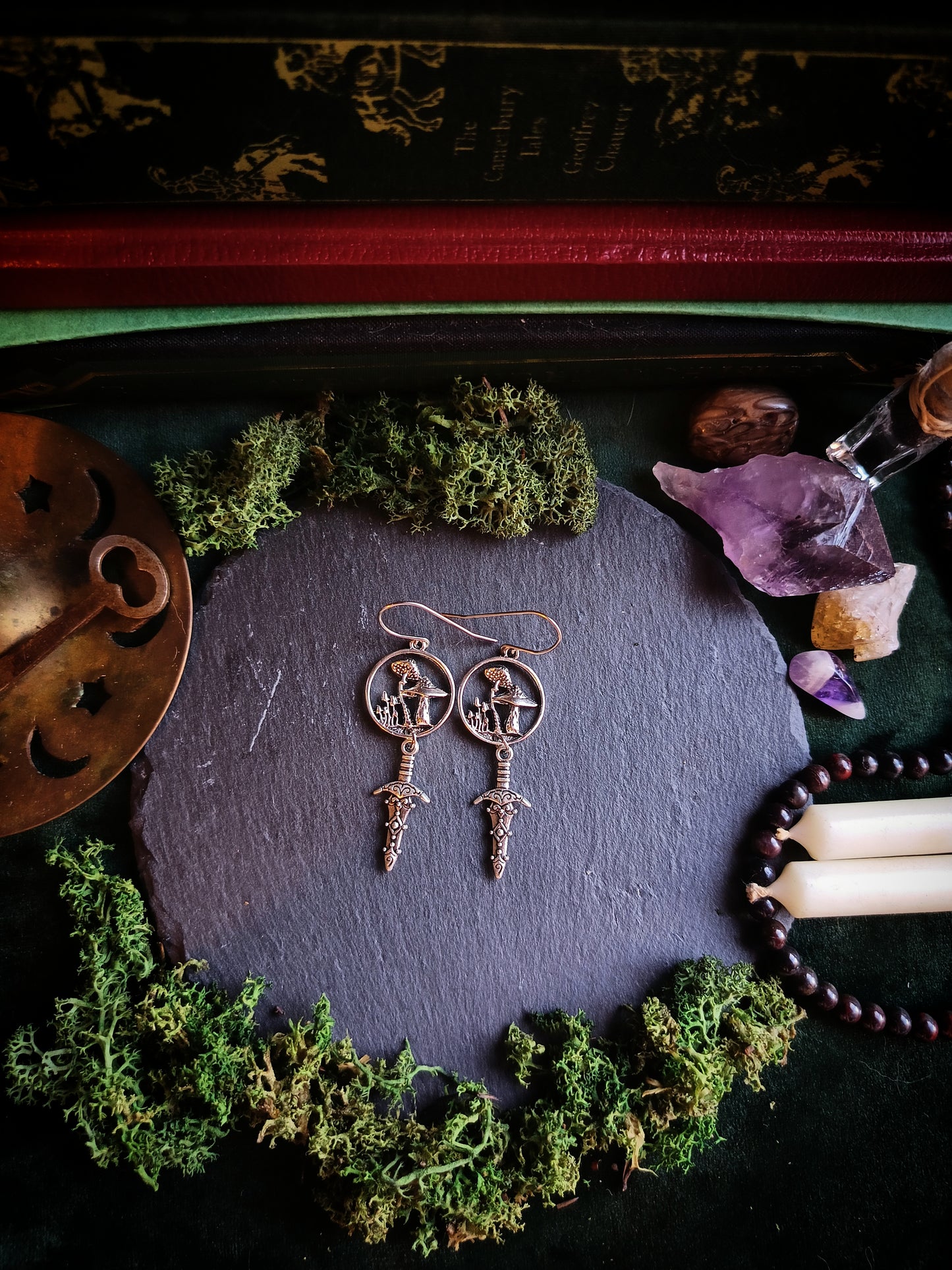 Mushroom Cluster Dagger Earrings
