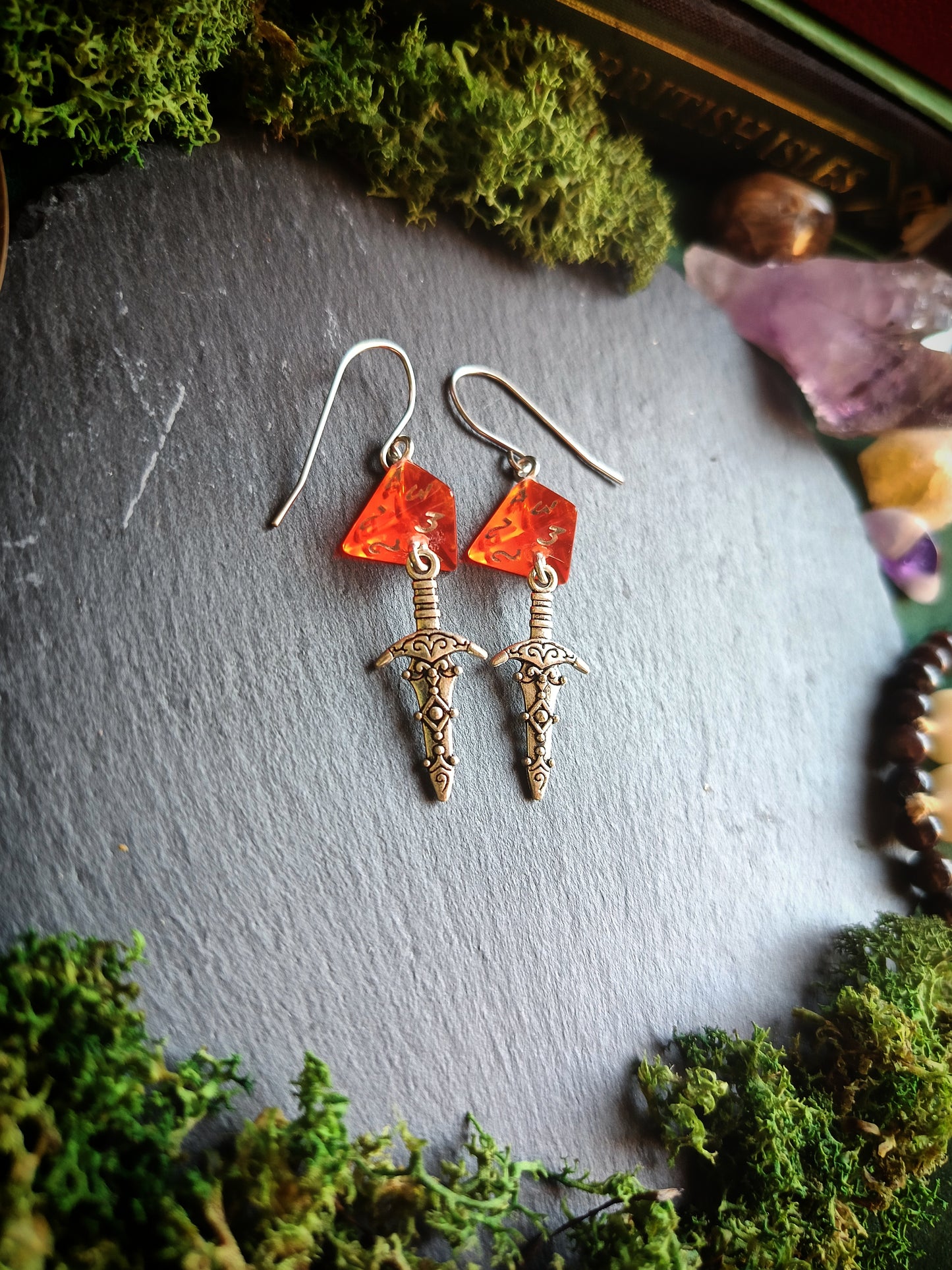 Red D4 Dagger Earrings