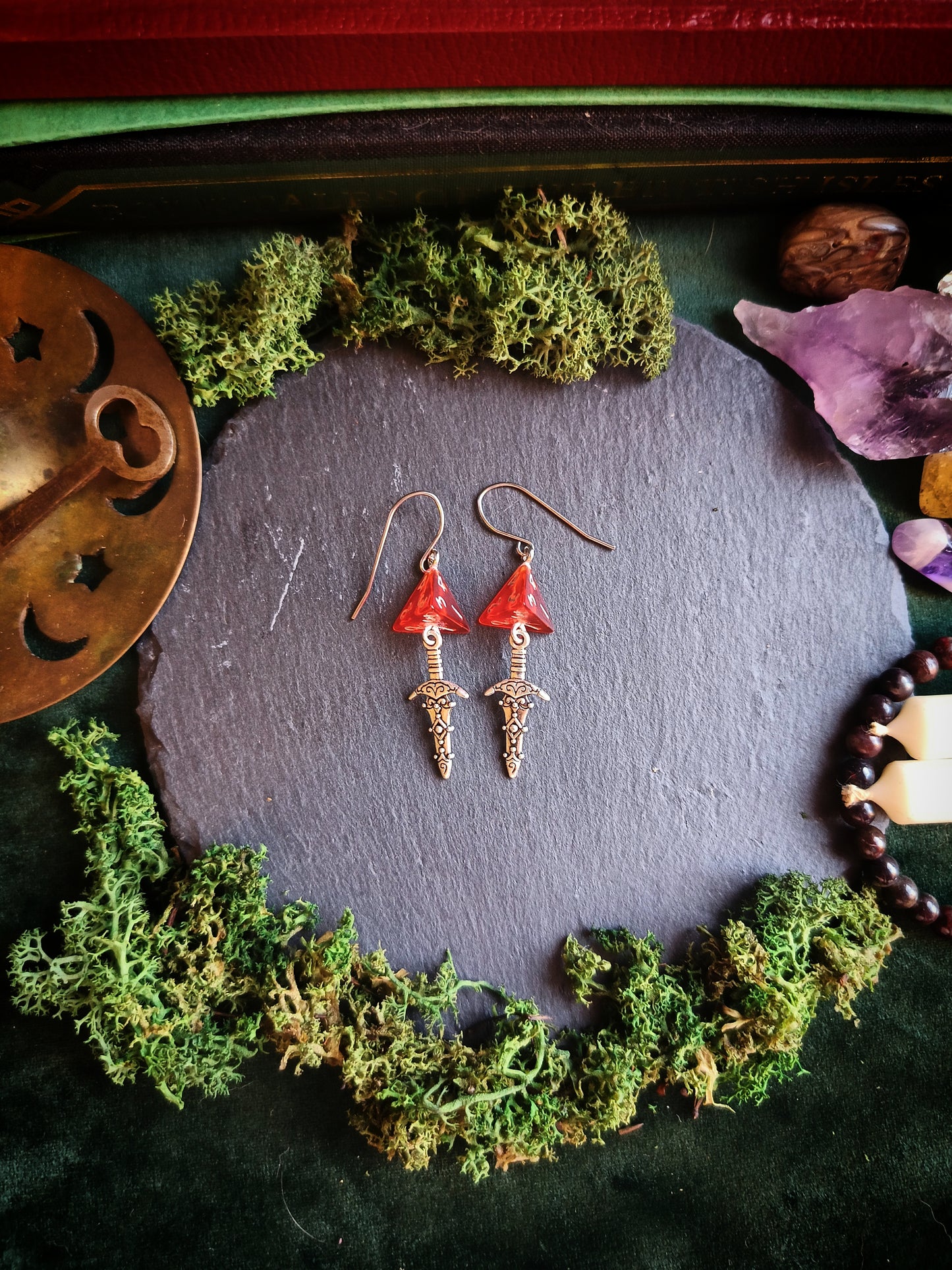 Red D4 Dagger Earrings