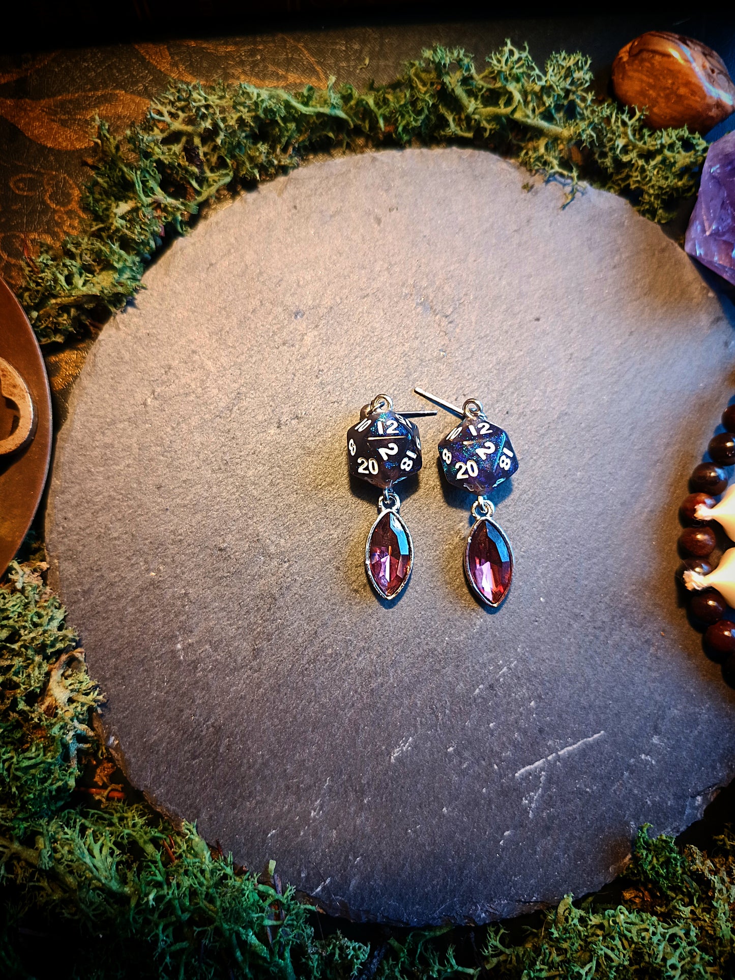 Crystal Drop D20 Earrings