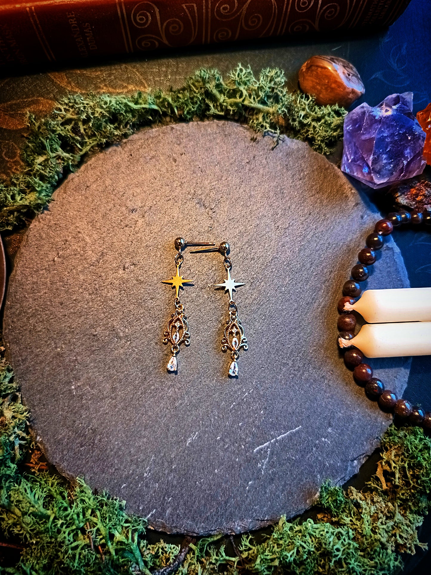 Star & Crystal Filigree Earrings