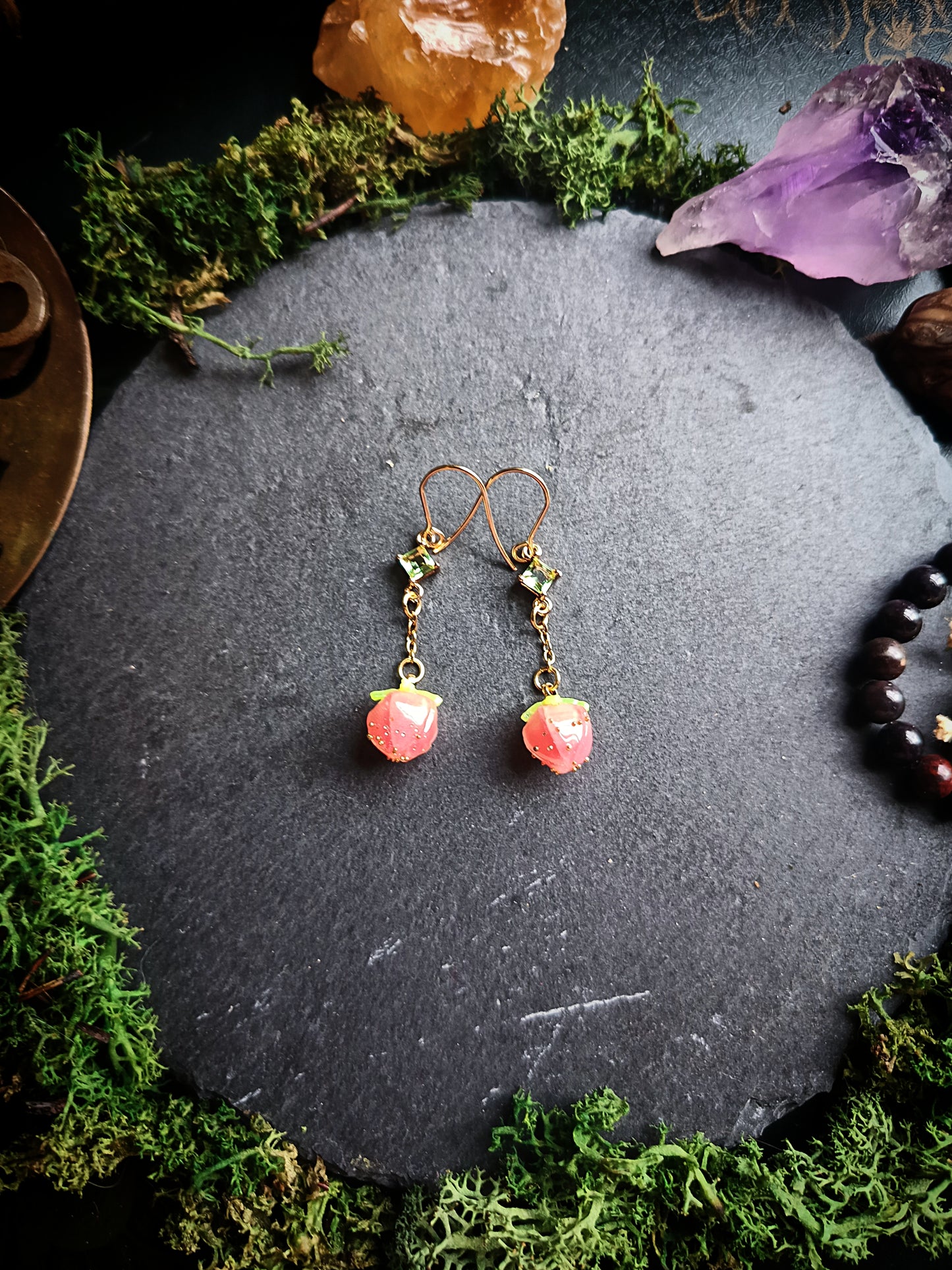 Rosebud Crystal Drop Earrings