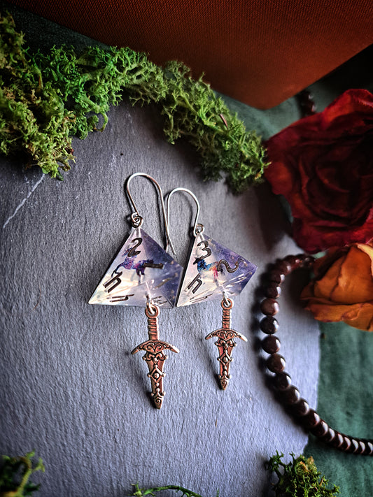 Sharp Edge d4 Dagger Earrings