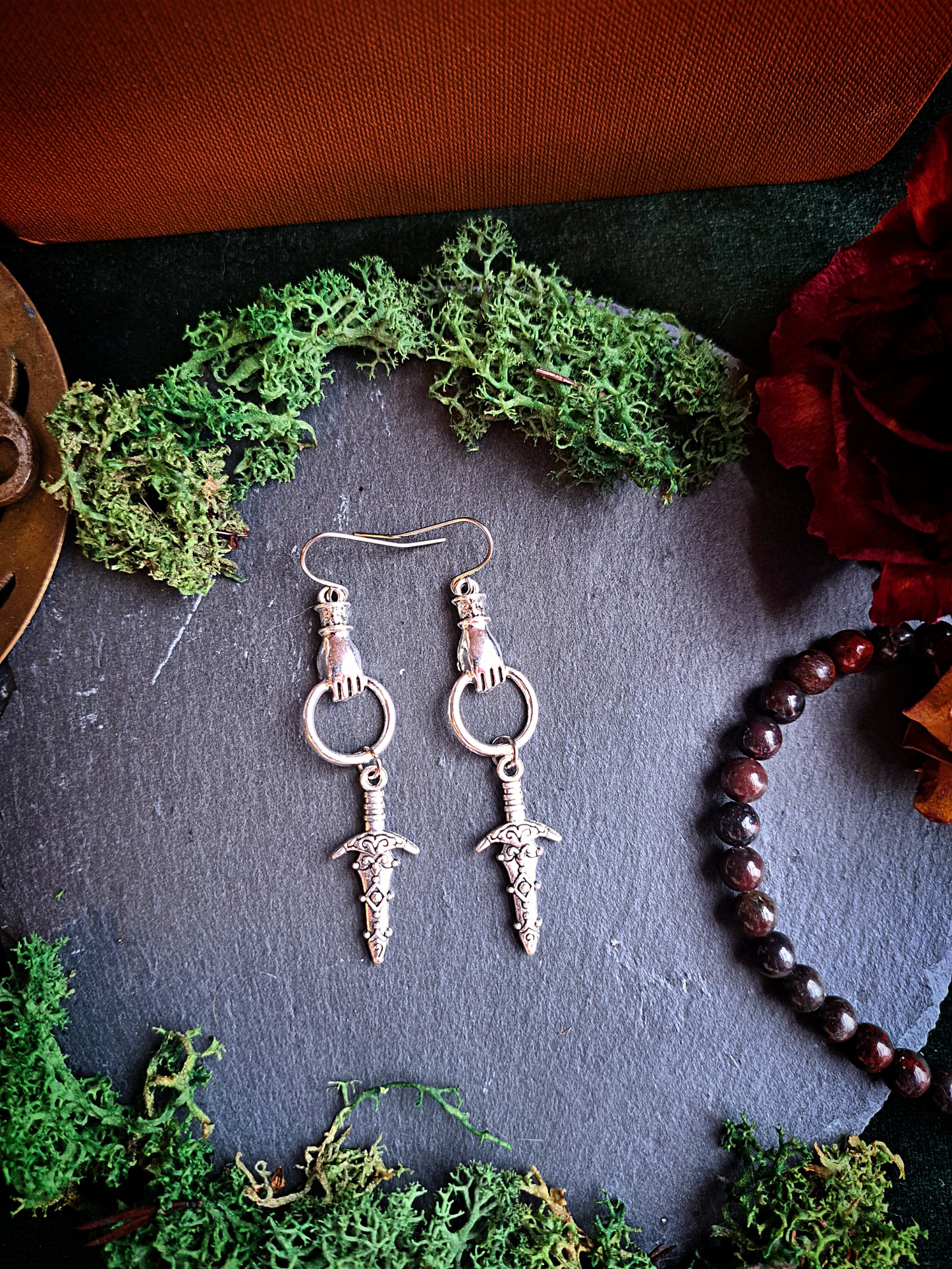 Hand of Strength Dagger Earrings