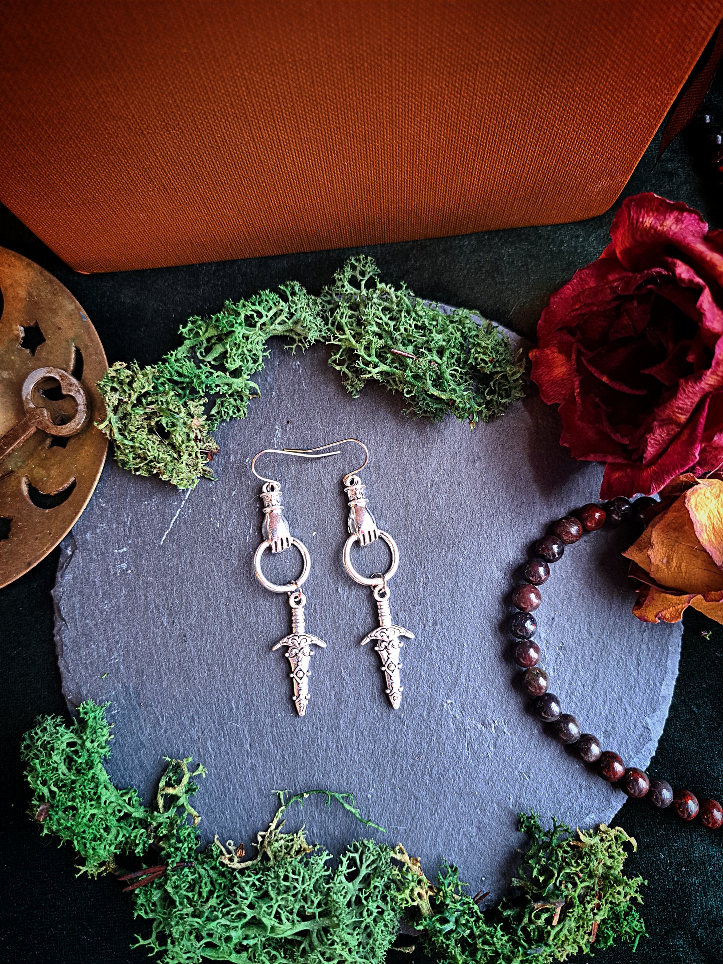 Hand of Strength Dagger Earrings