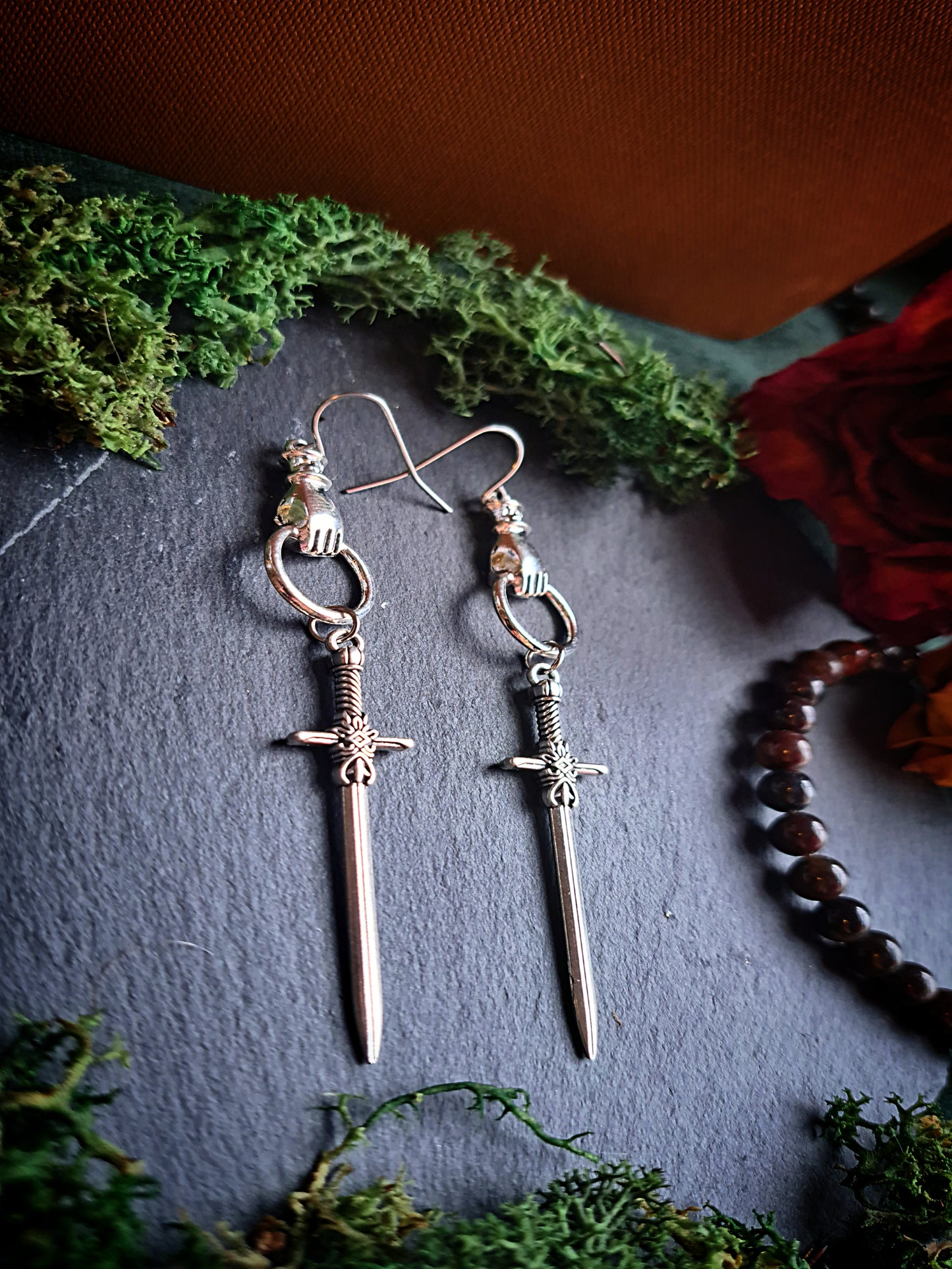 Hand of Strength Sword Earrings