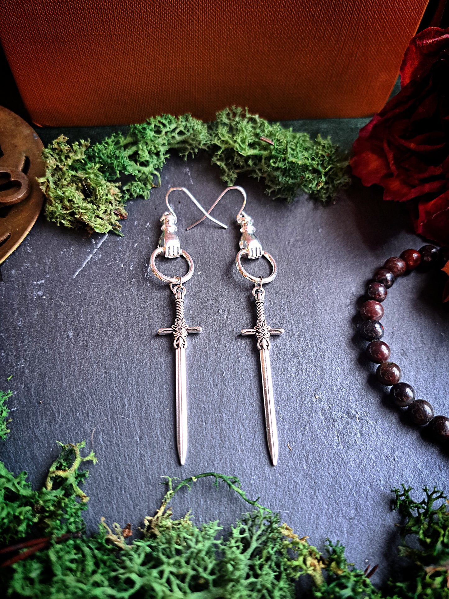 Hand of Strength Sword Earrings
