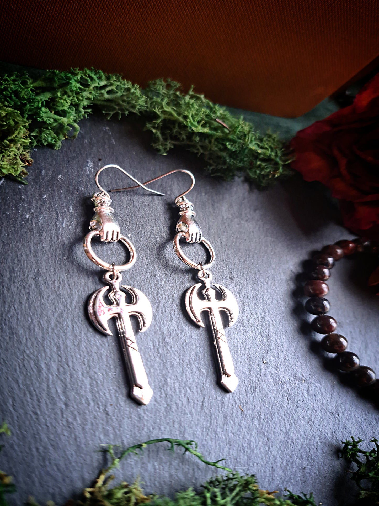 Hand of Strength Axe Earrings
