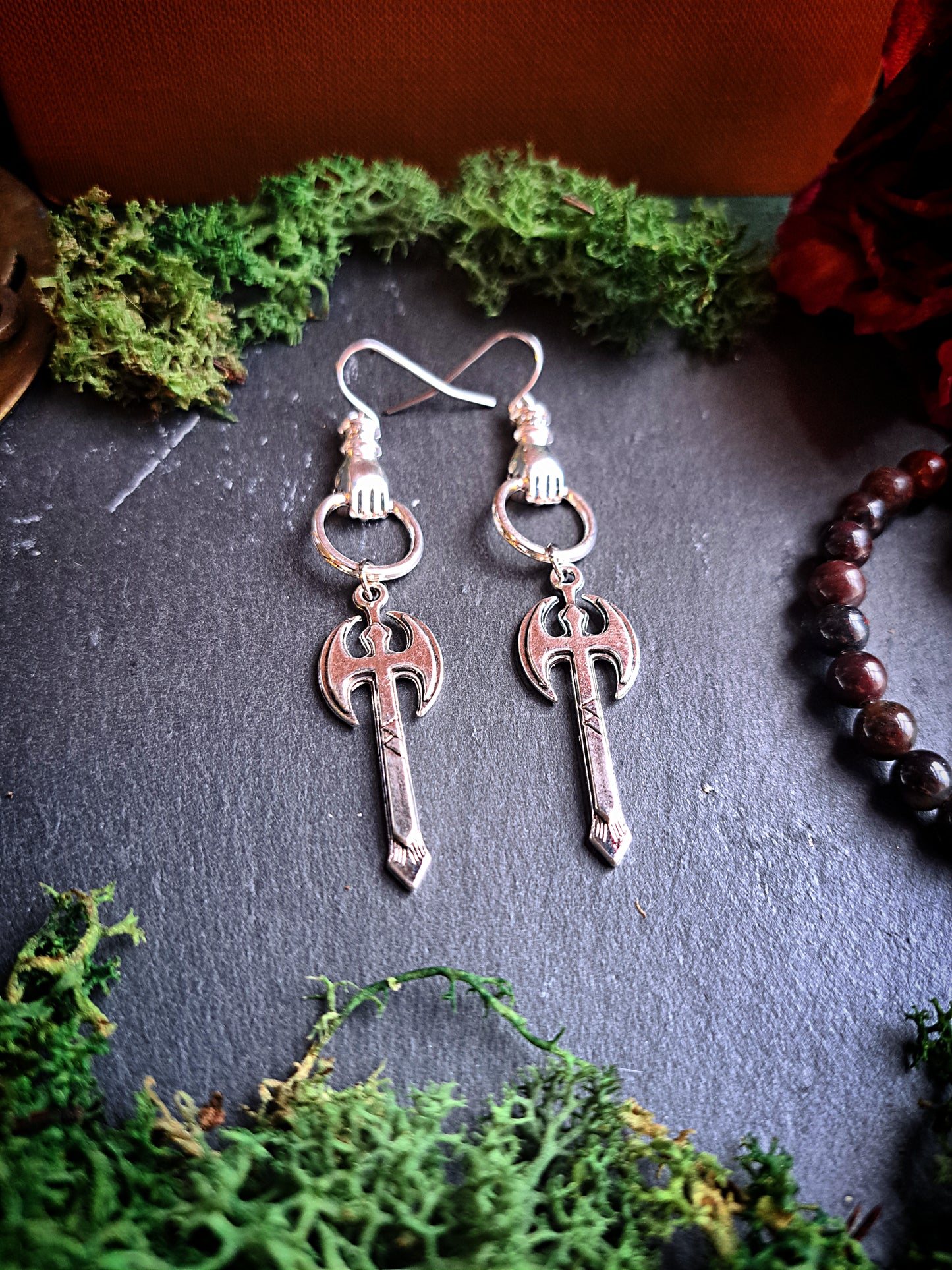 Hand of Strength Axe Earrings