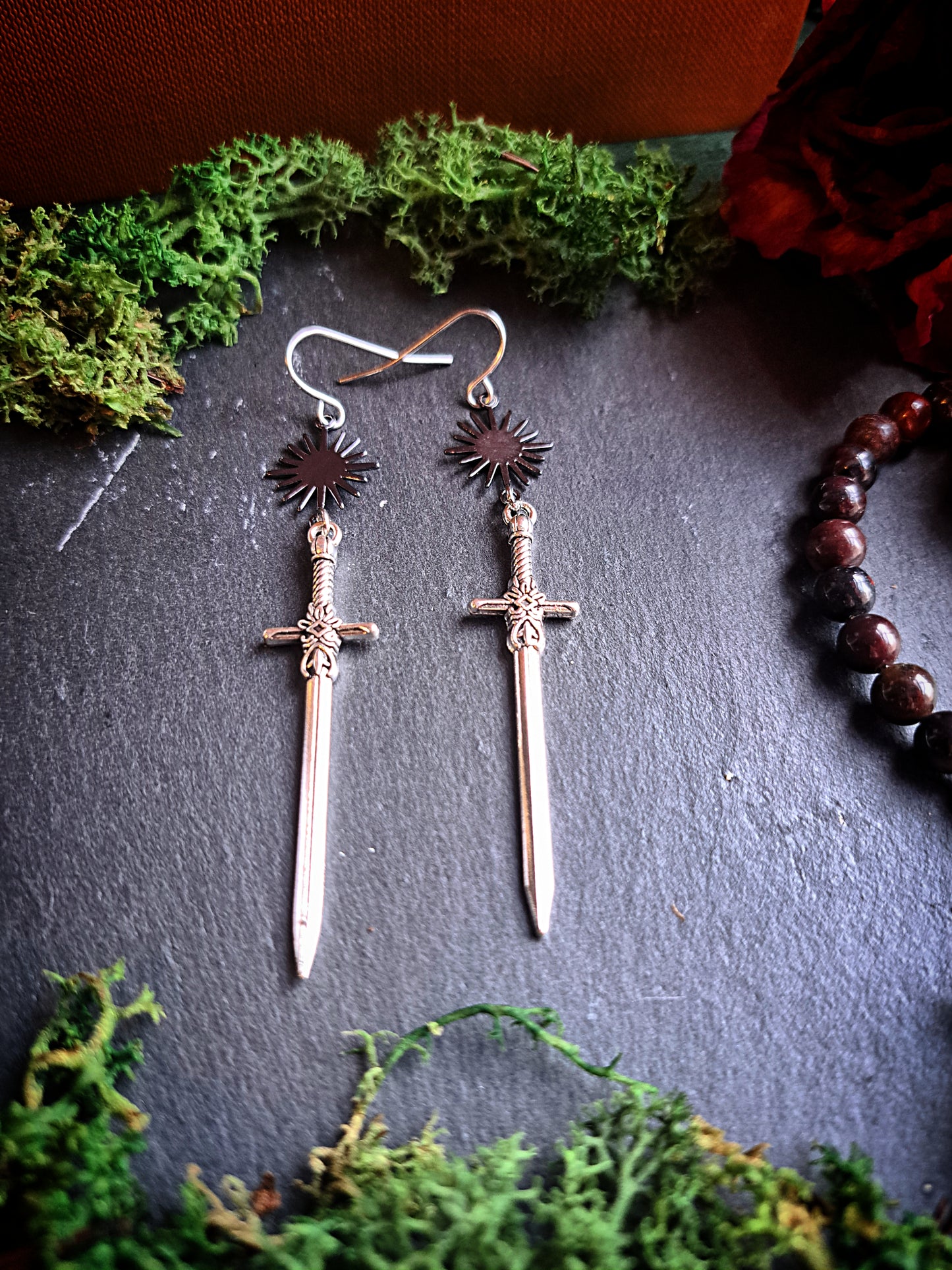 Dark Sun Sword Earrings