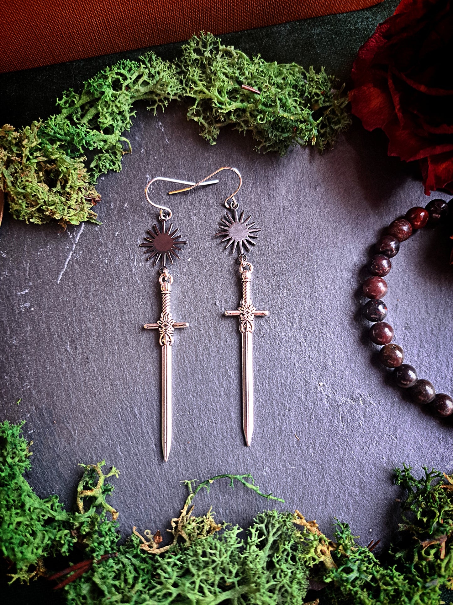 Dark Sun Sword Earrings