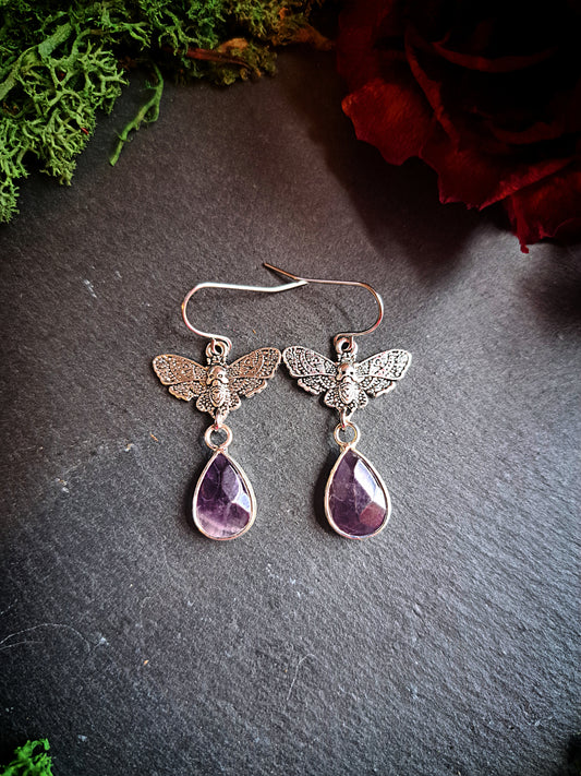 Death's-head Hawkmoth Amethyst Earrings