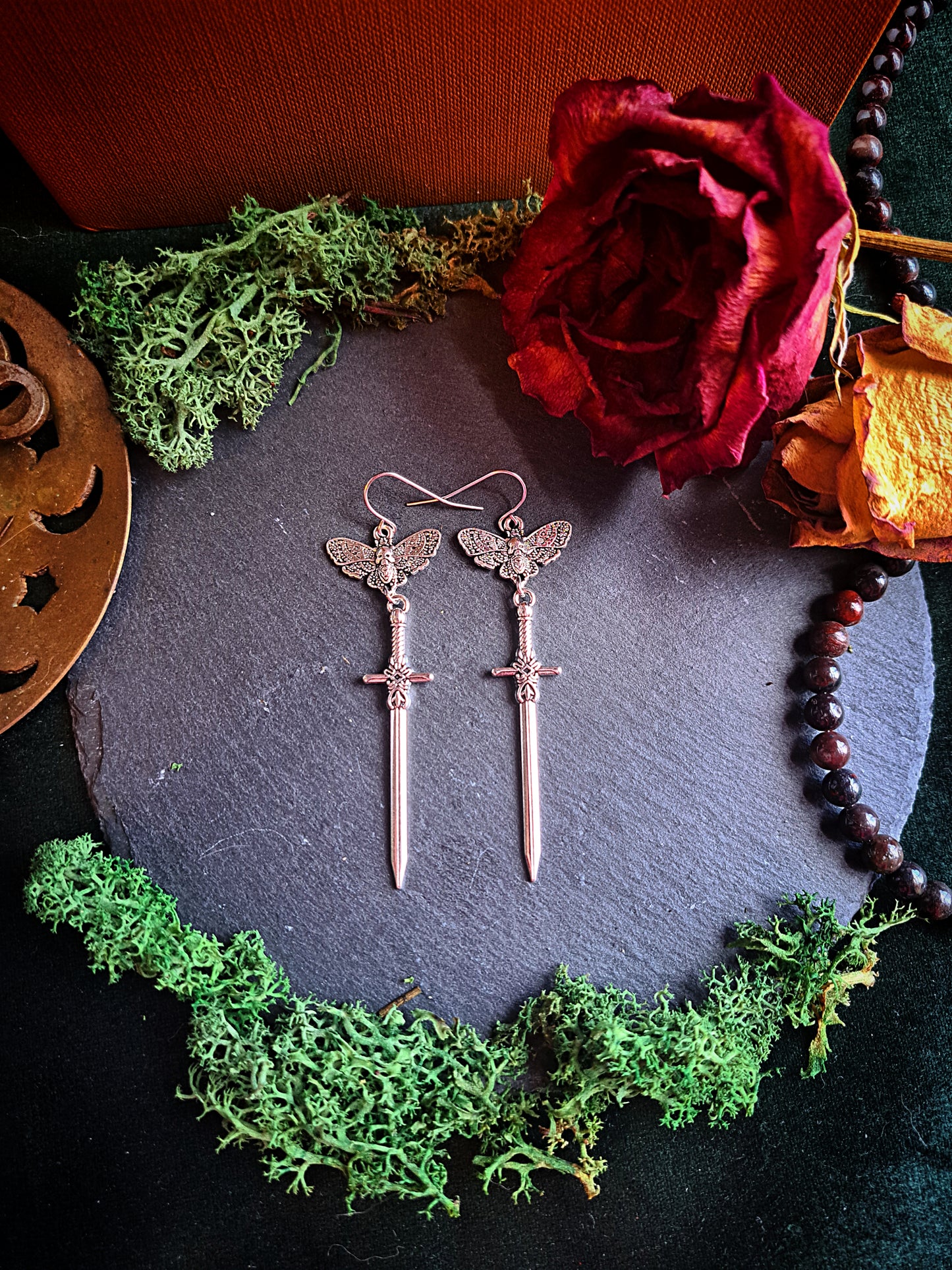 Death's-head Hawkmoth Sword Earrings