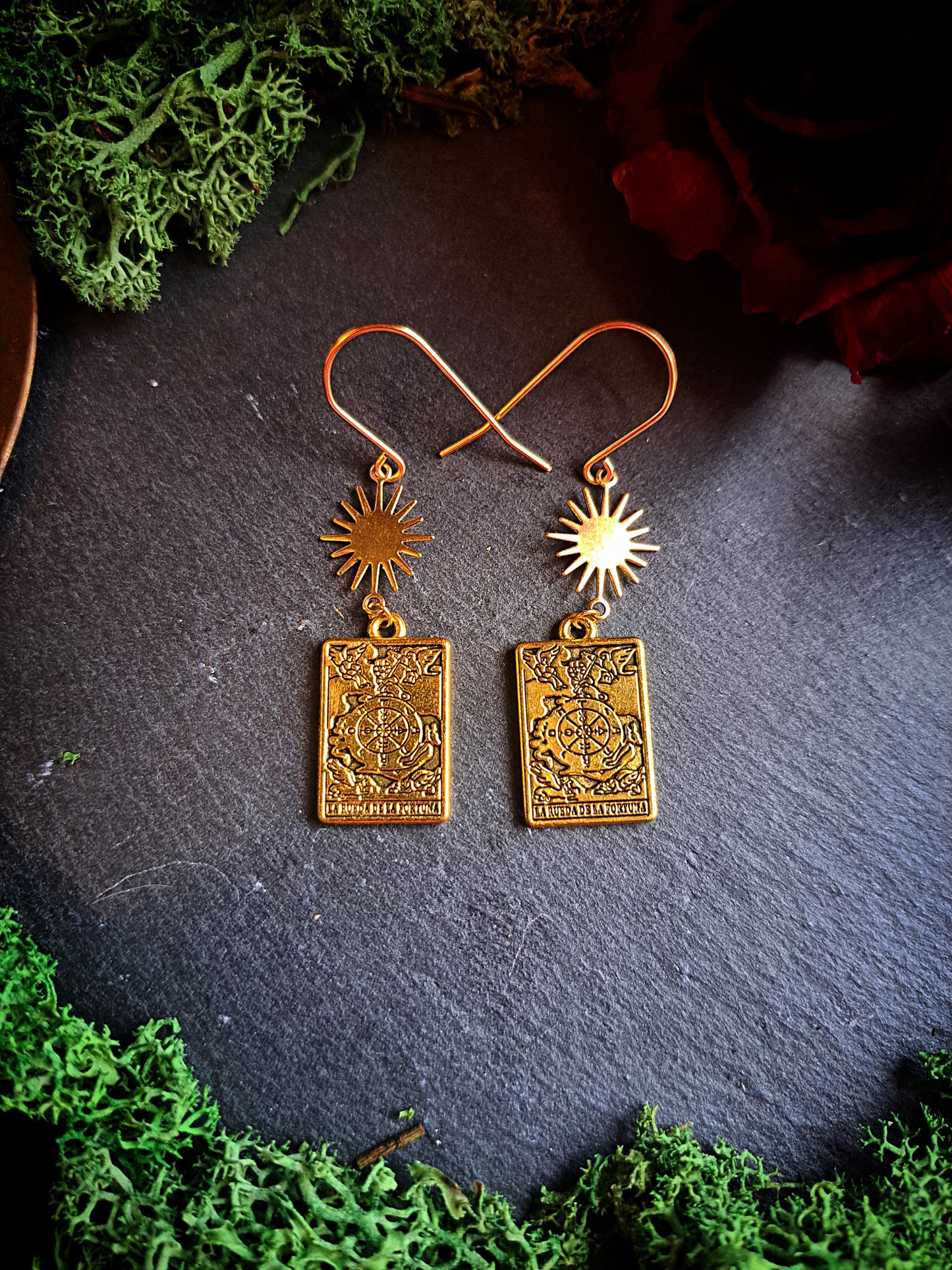 Tarot Card Wheel of Fortune Earrings