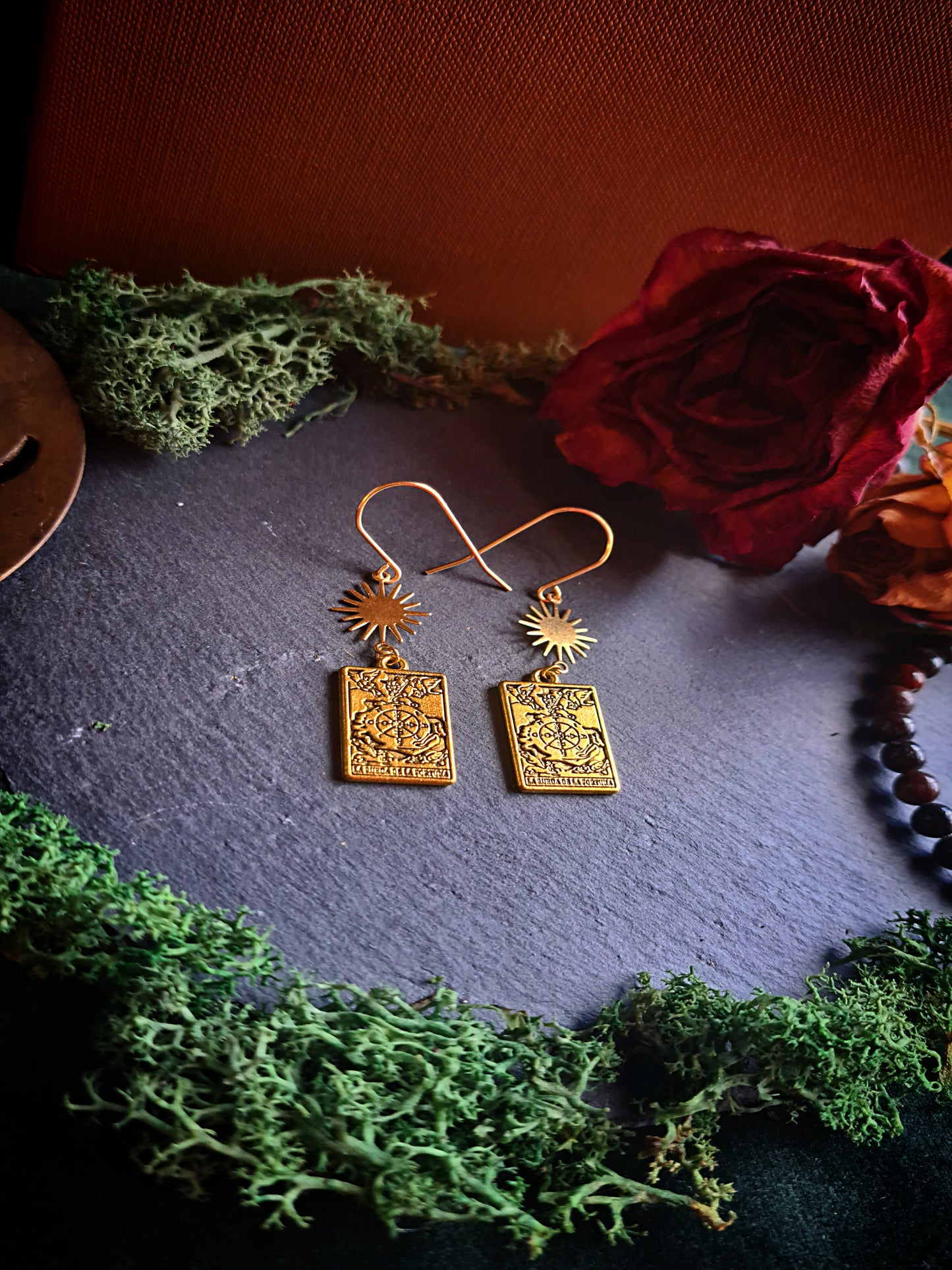 Tarot Card Wheel of Fortune Earrings