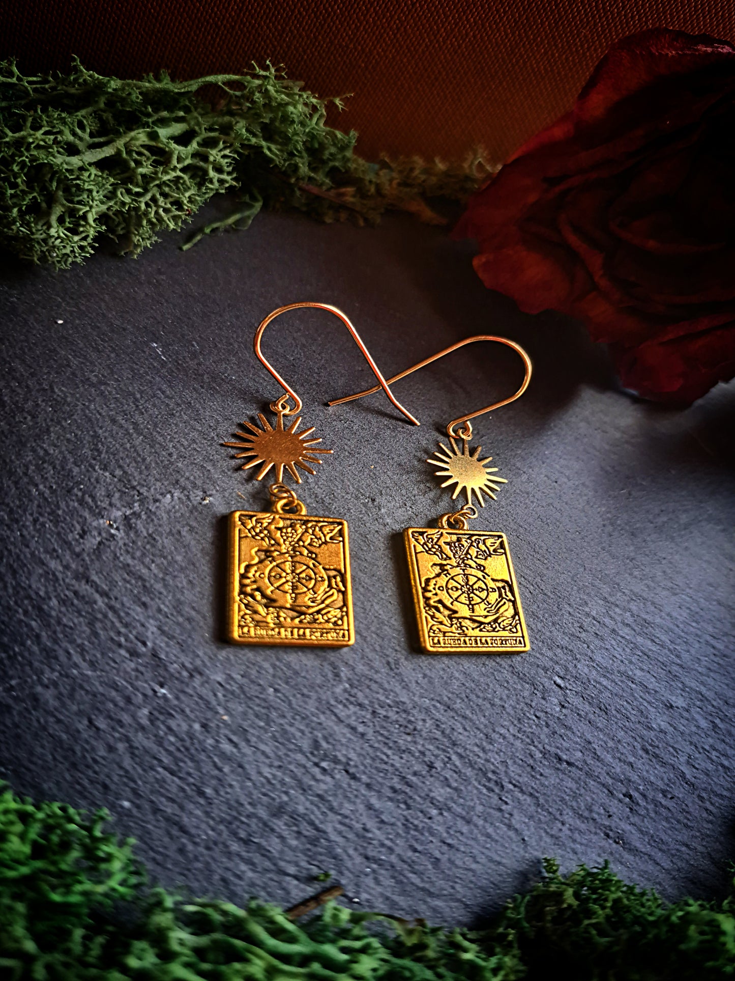 Tarot Card Wheel of Fortune Earrings