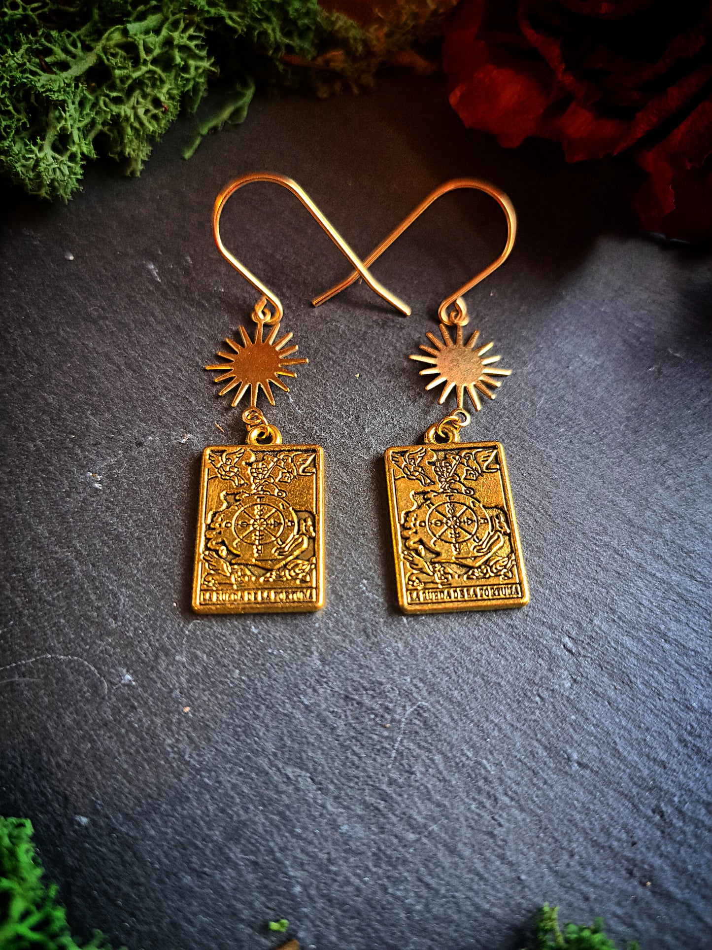 Tarot Card Wheel of Fortune Earrings