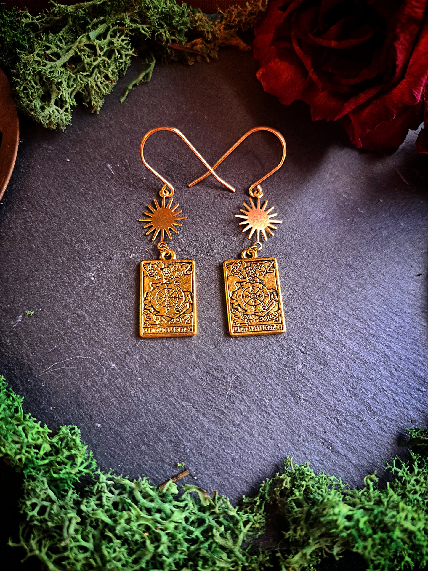 Tarot Card Wheel of Fortune Earrings