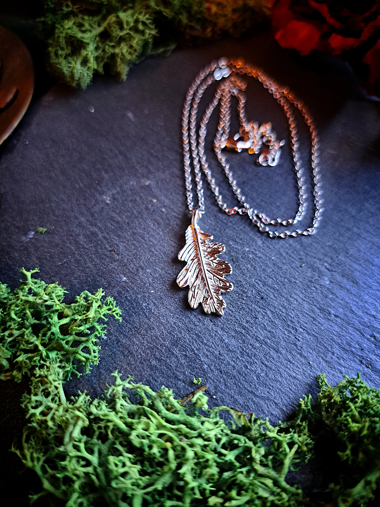 Sterling Silver Delicate Oak Leaf Necklace