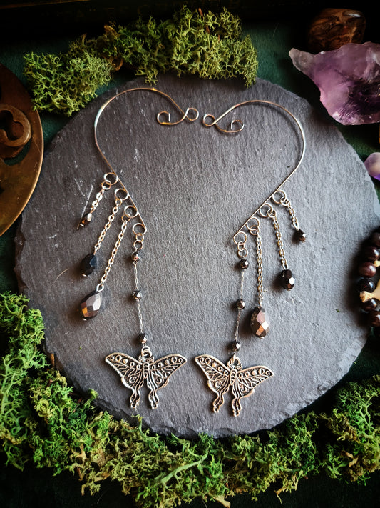 Black Luna Moth Ear Cuffs