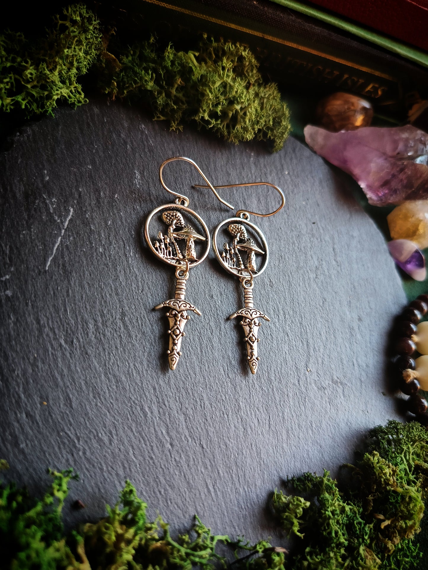 Mushroom Cluster Dagger Earrings