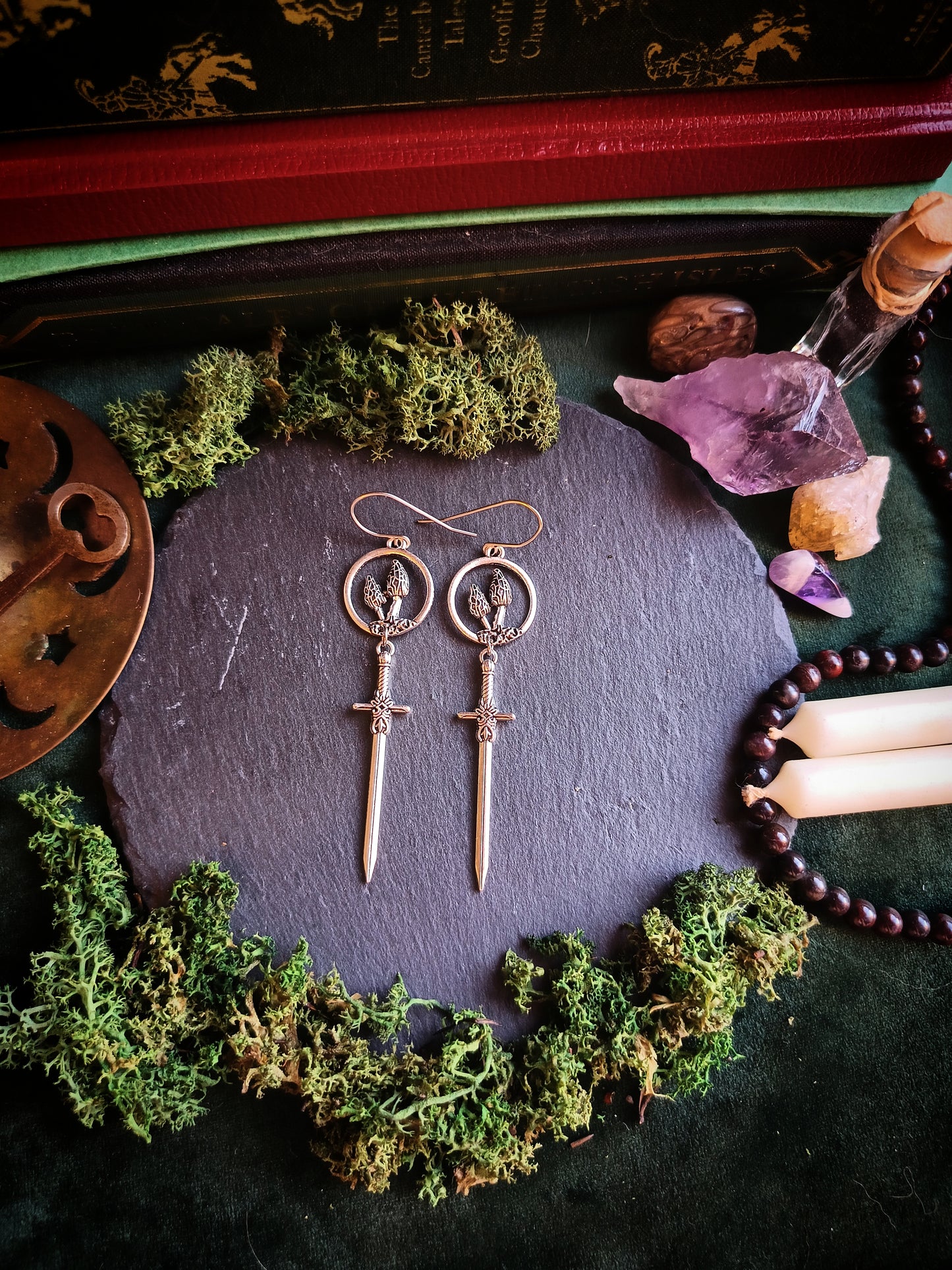 Morel Mushroom Sword Earrings