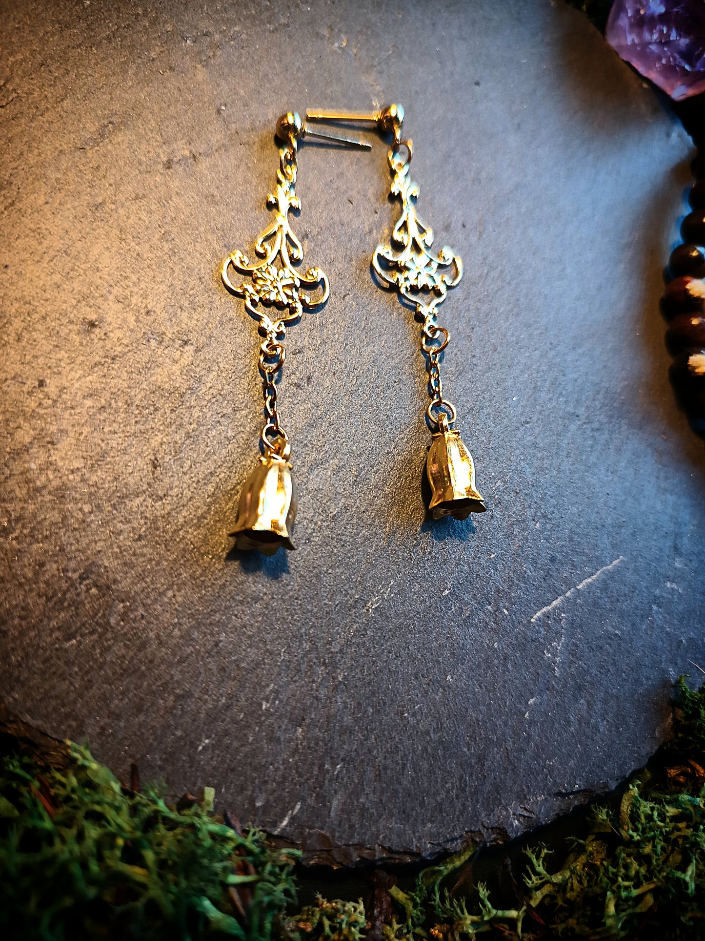 Ornate Bellflower Drop Earrings
