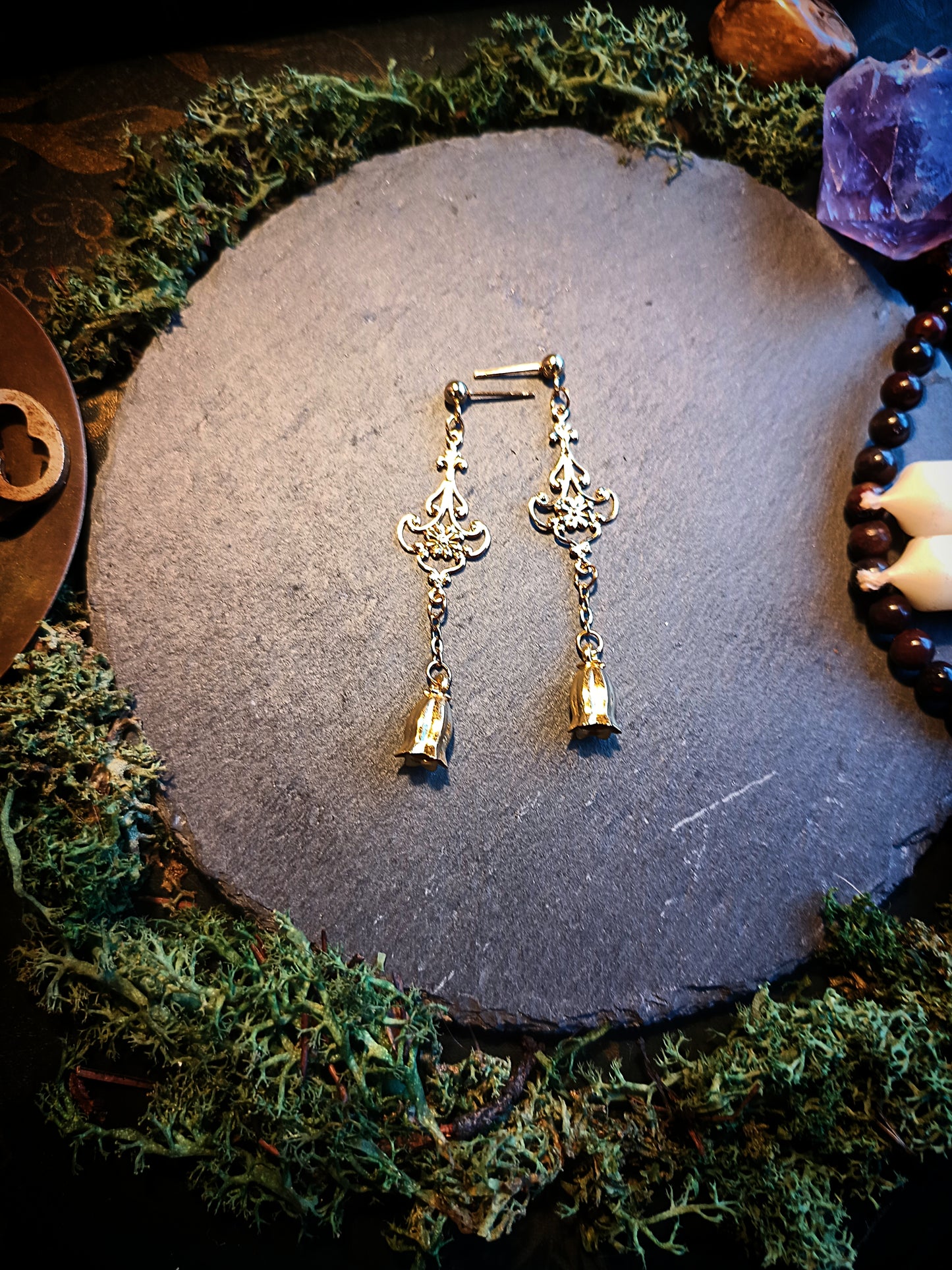 Ornate Bellflower Drop Earrings