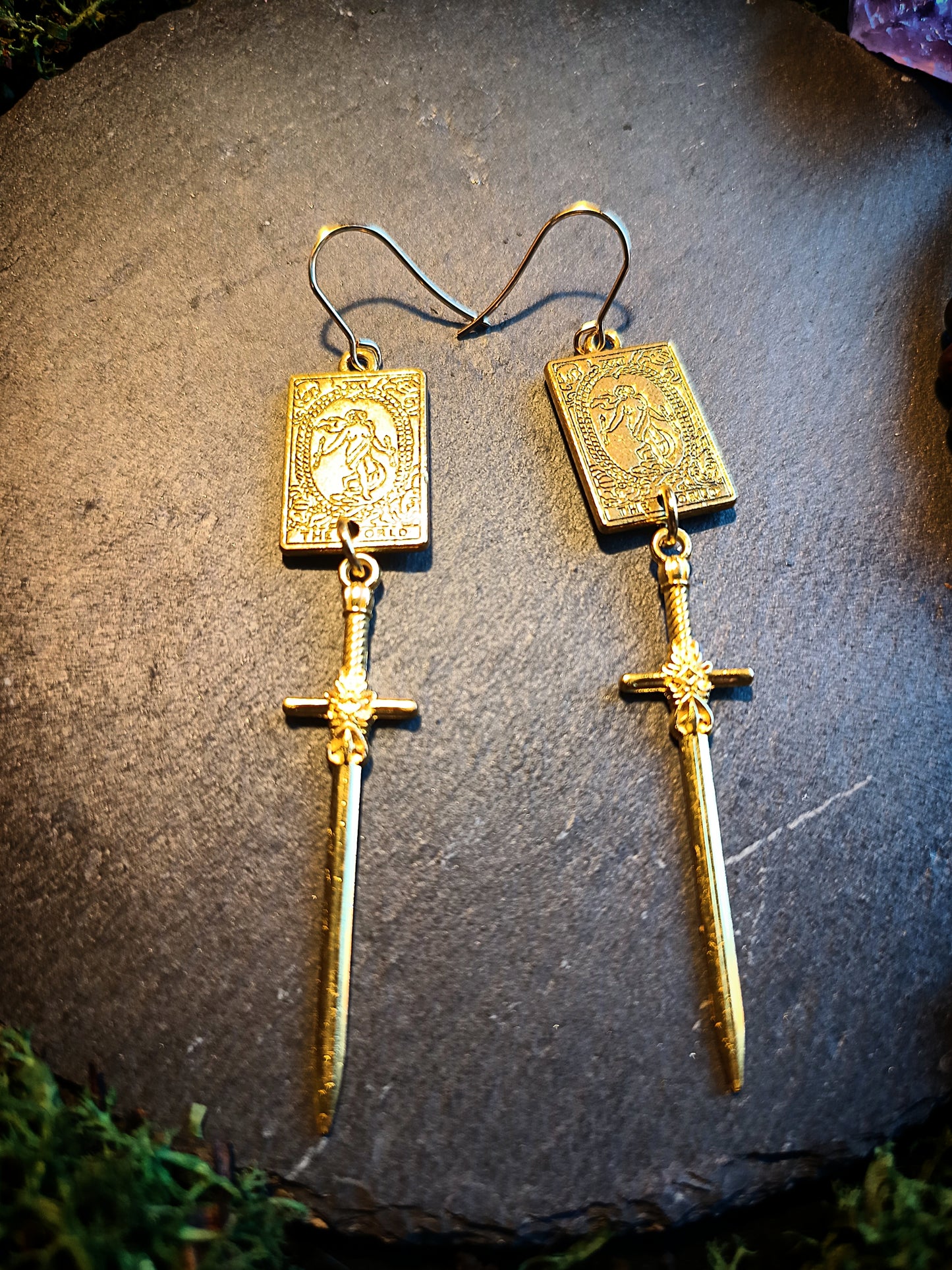 The World Tarot & Sword Earrings