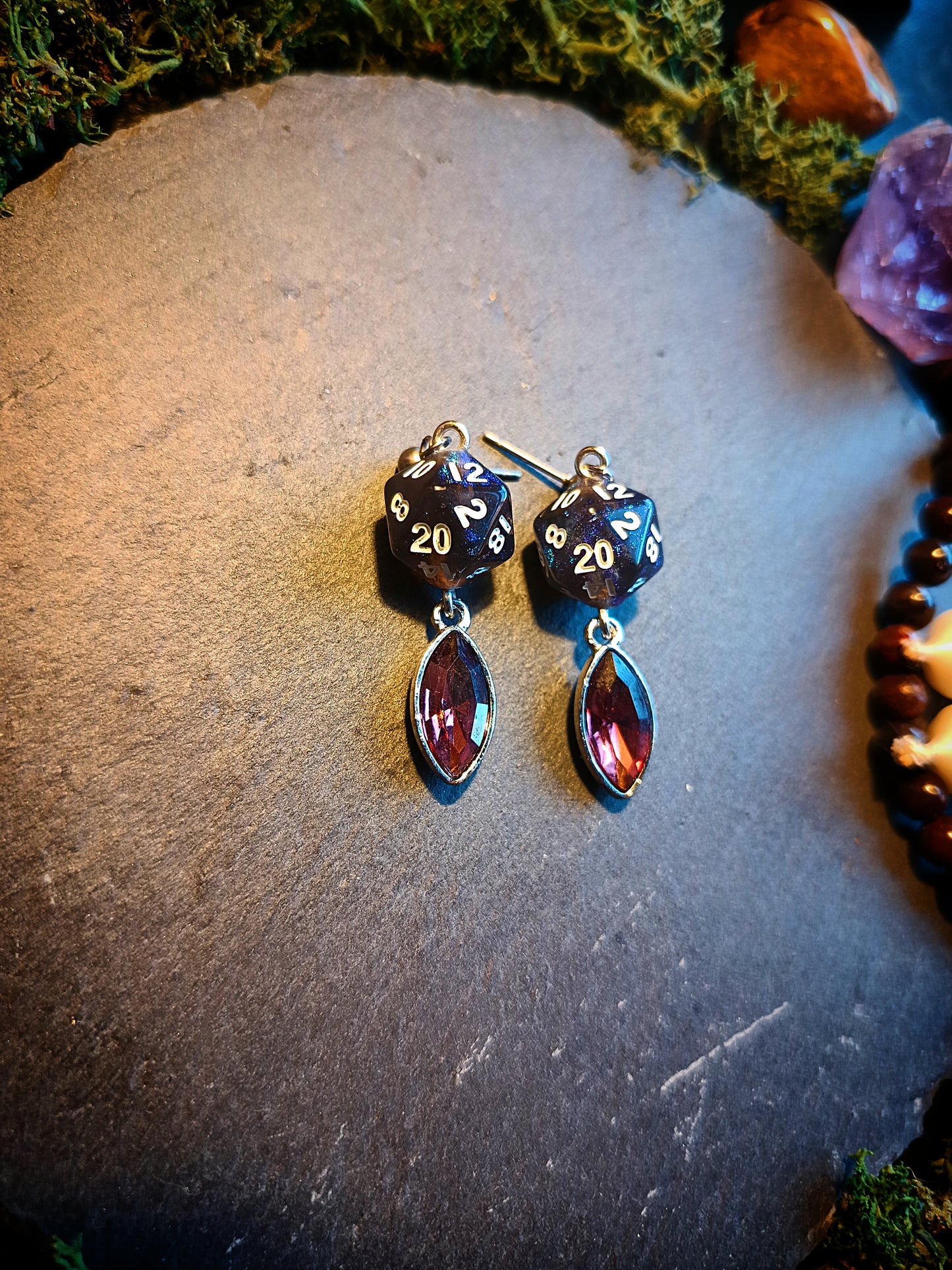 Crystal Drop D20 Earrings