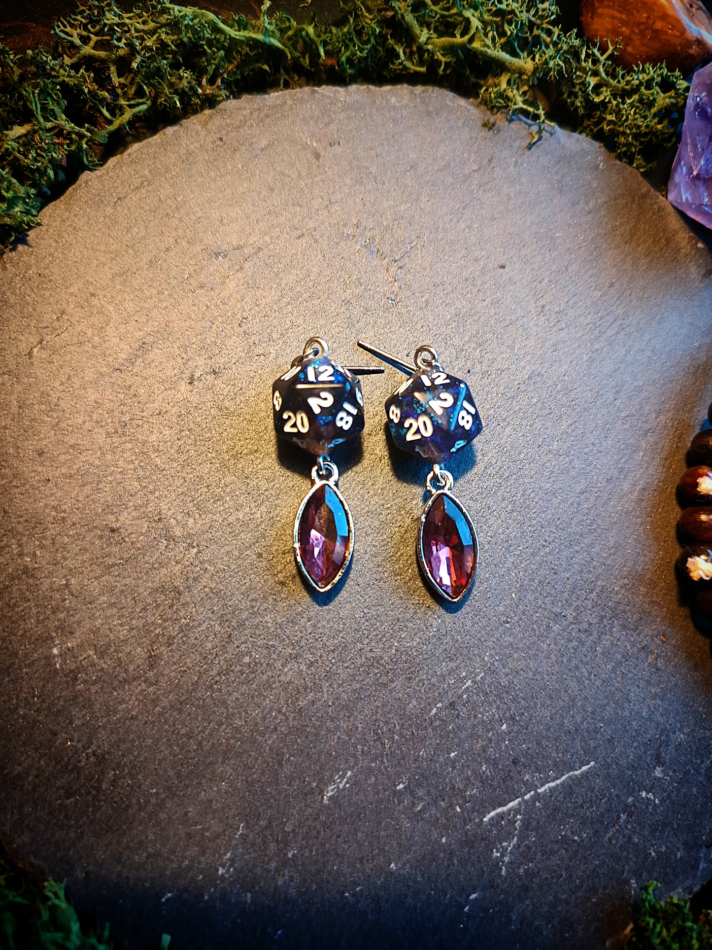 Crystal Drop D20 Earrings
