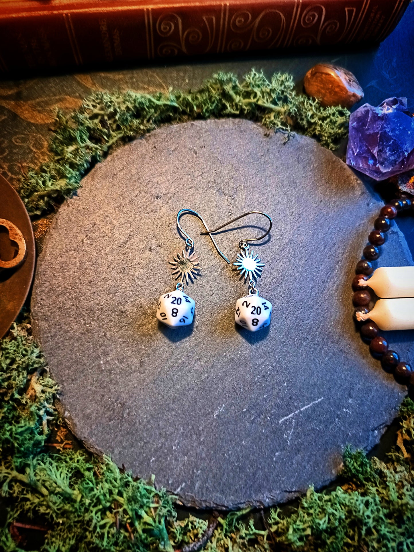 Sun & D20 Dice Earrings