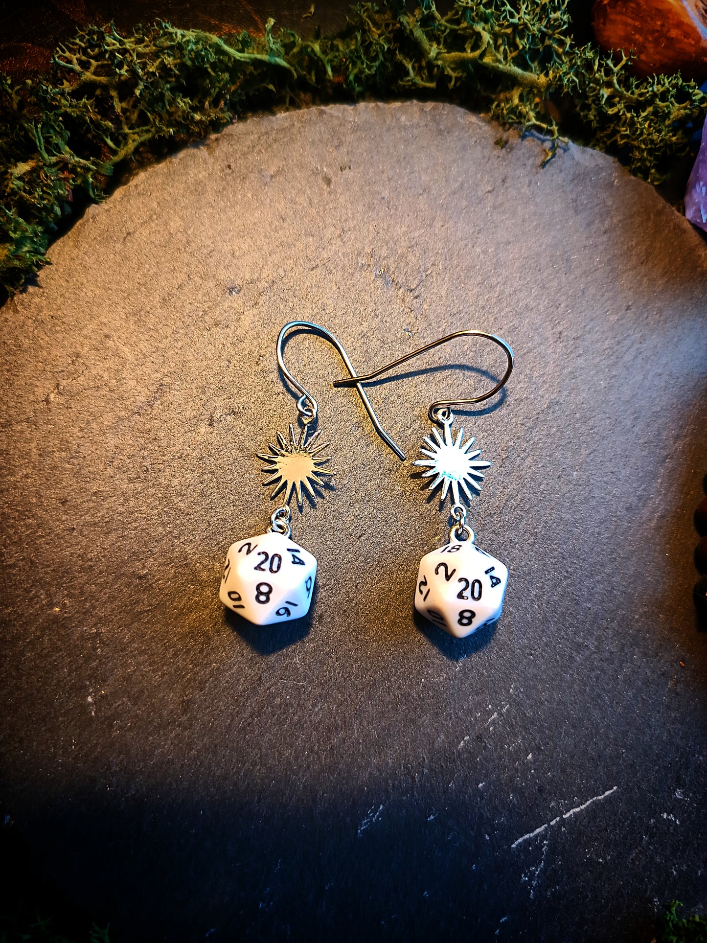 Sun & D20 Dice Earrings