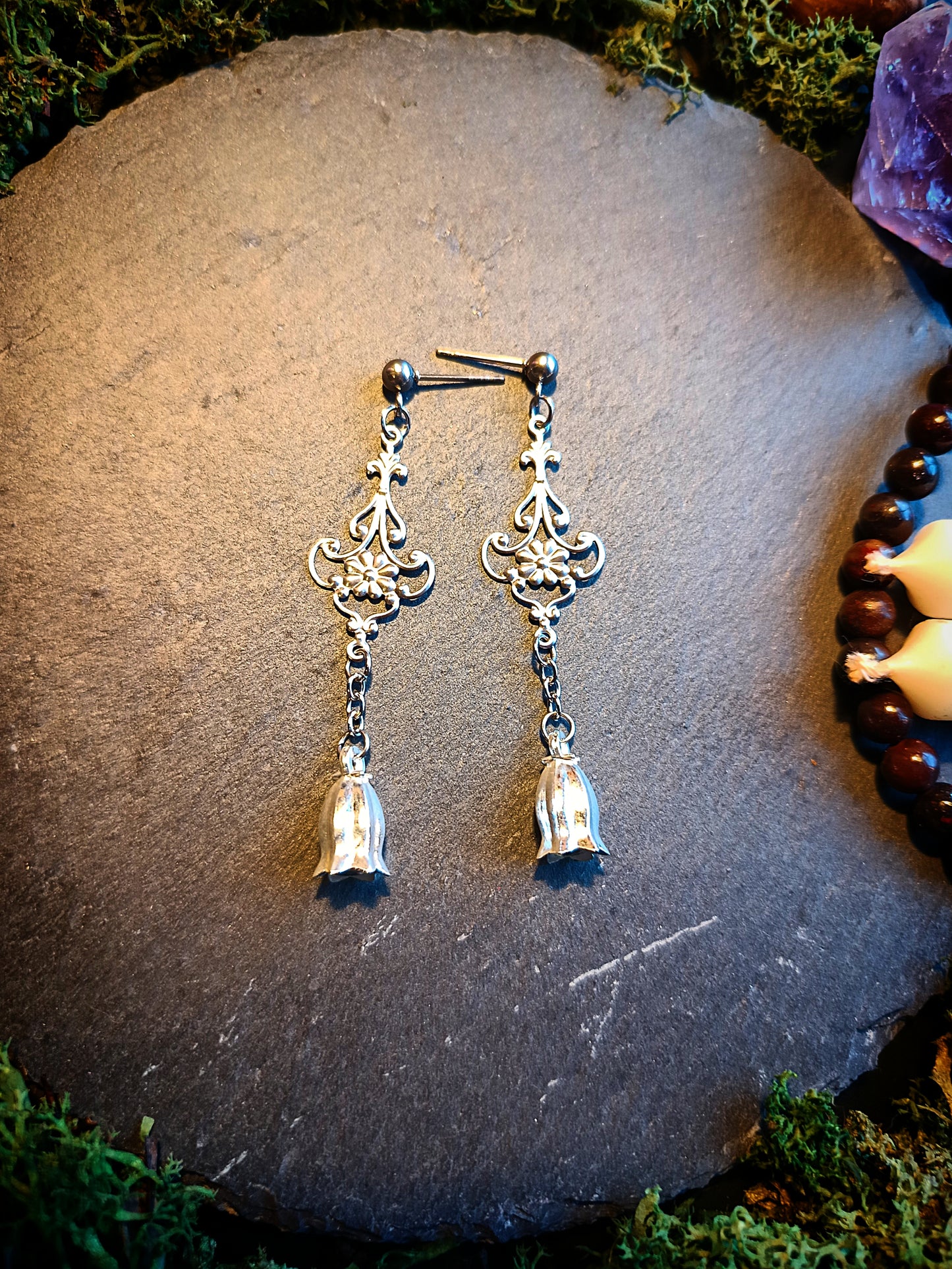Ornate Bellflower Drop Earrings