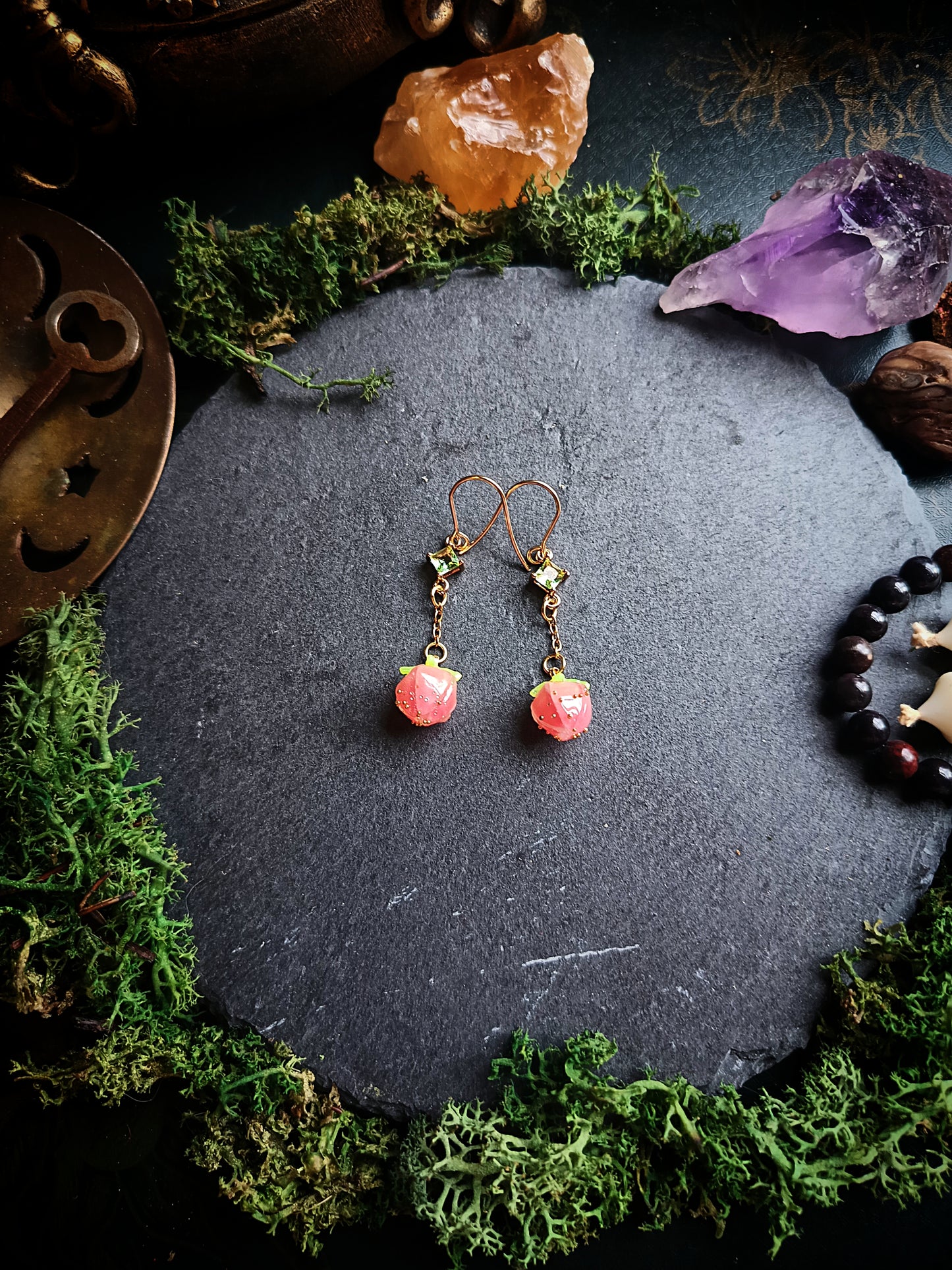 Rosebud Crystal Drop Earrings